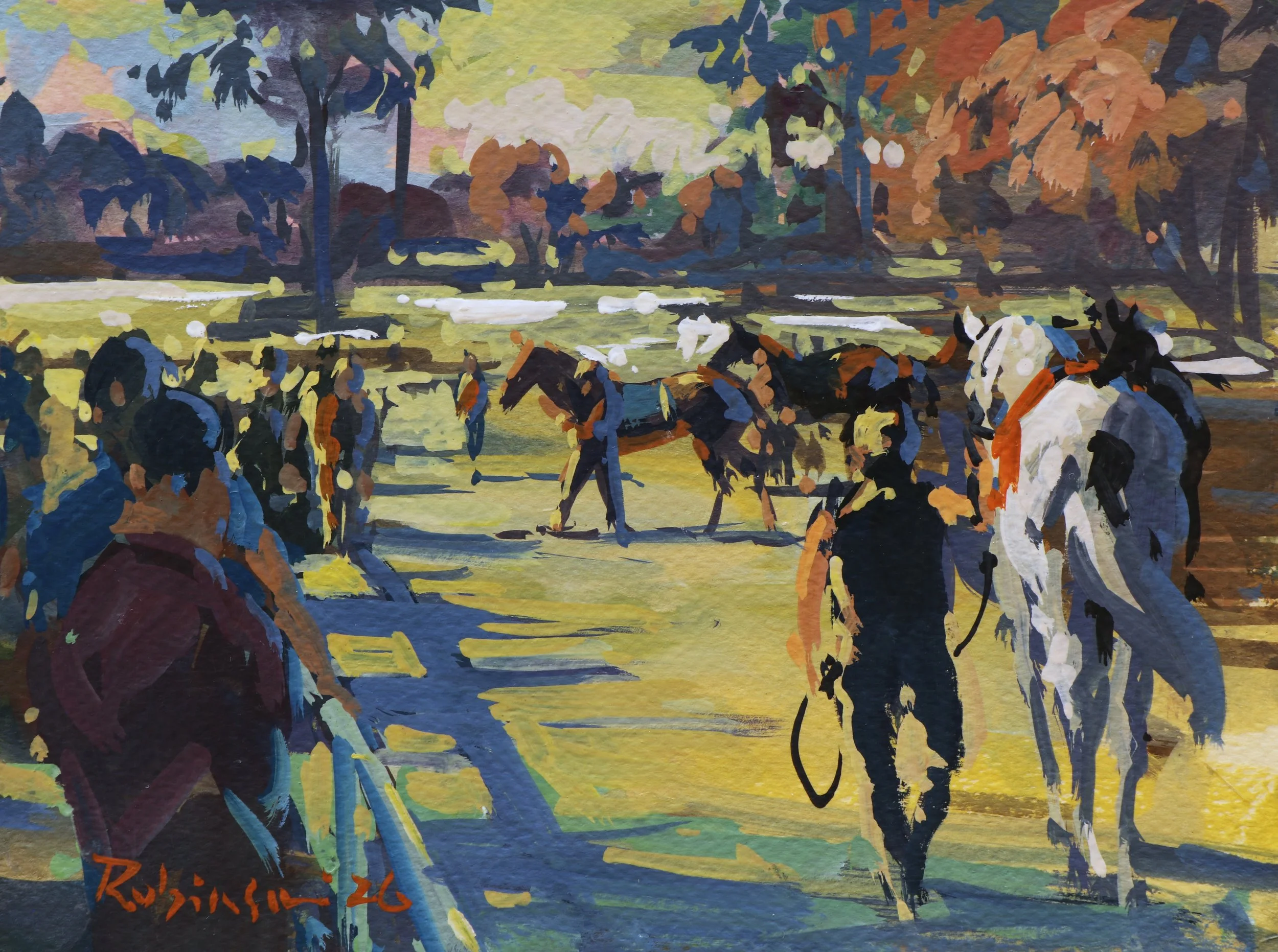 "Sunny Slope" by Sam Robinson, 6x8 inches, Gouache - $600