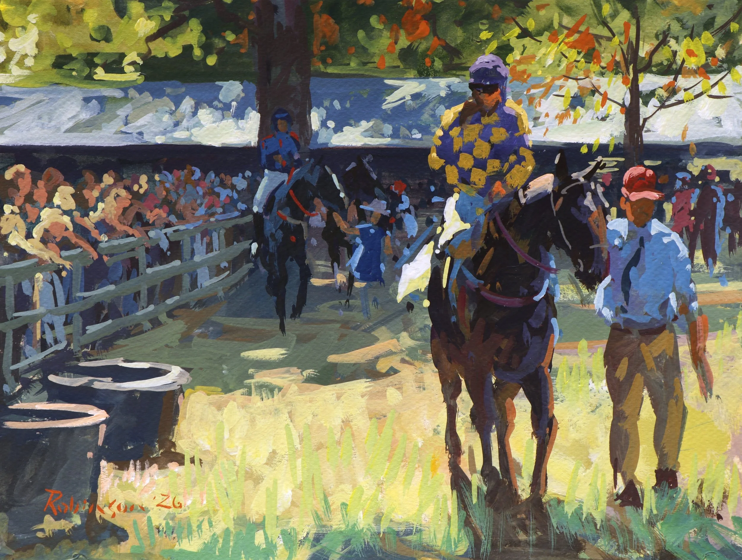 "Yellow Checks" by Sam Robinson, 9x12 inches, Gouache - $1050