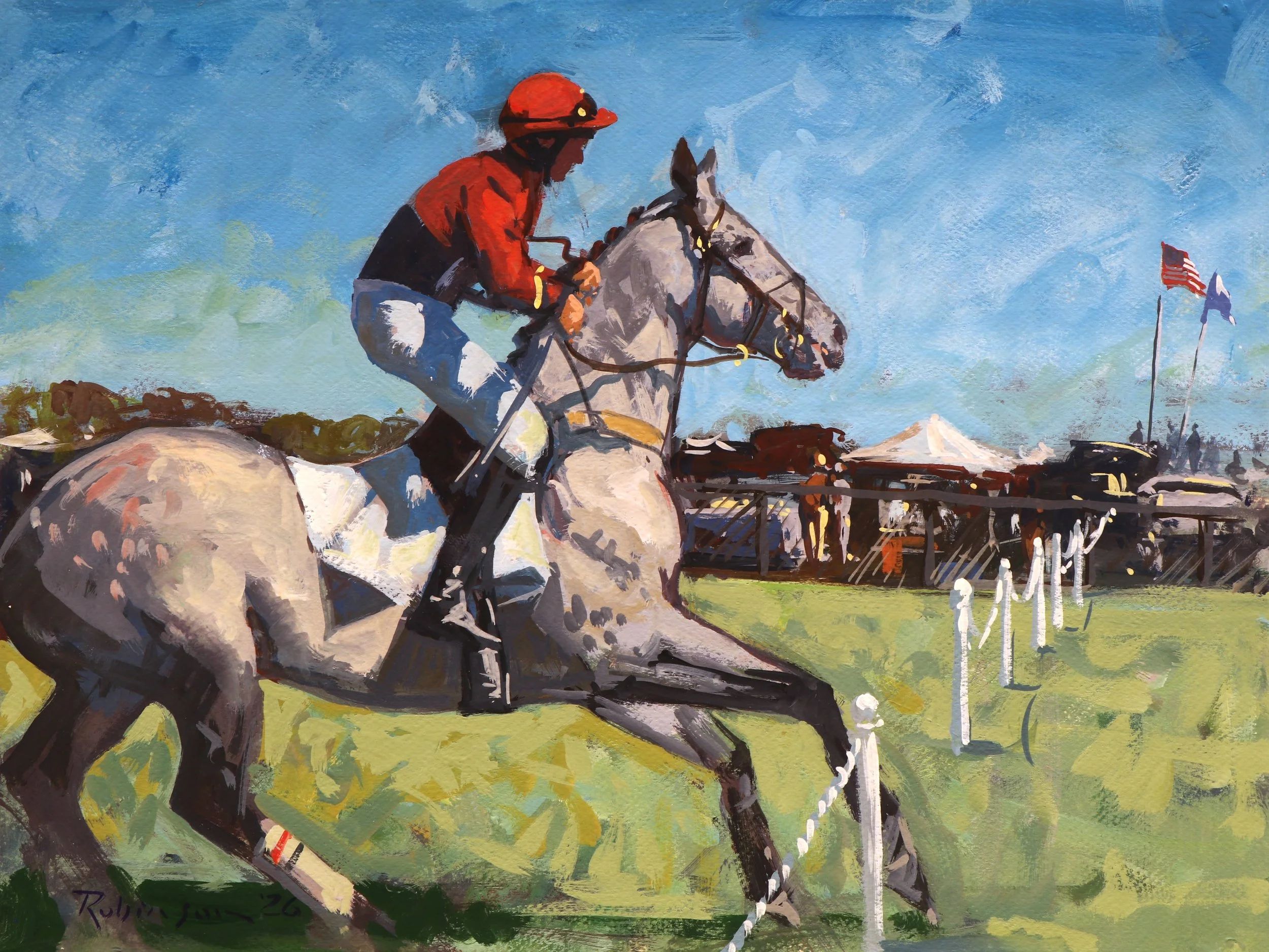 Jump To It, 12x16 in, Gouache on Artboard - $1,800