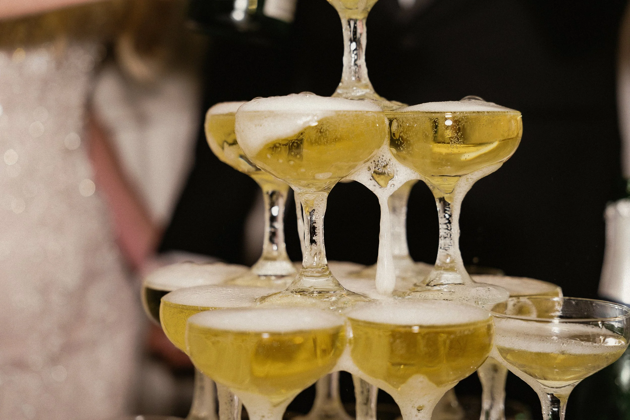 Wedding champagne toast before maid of honor speech.