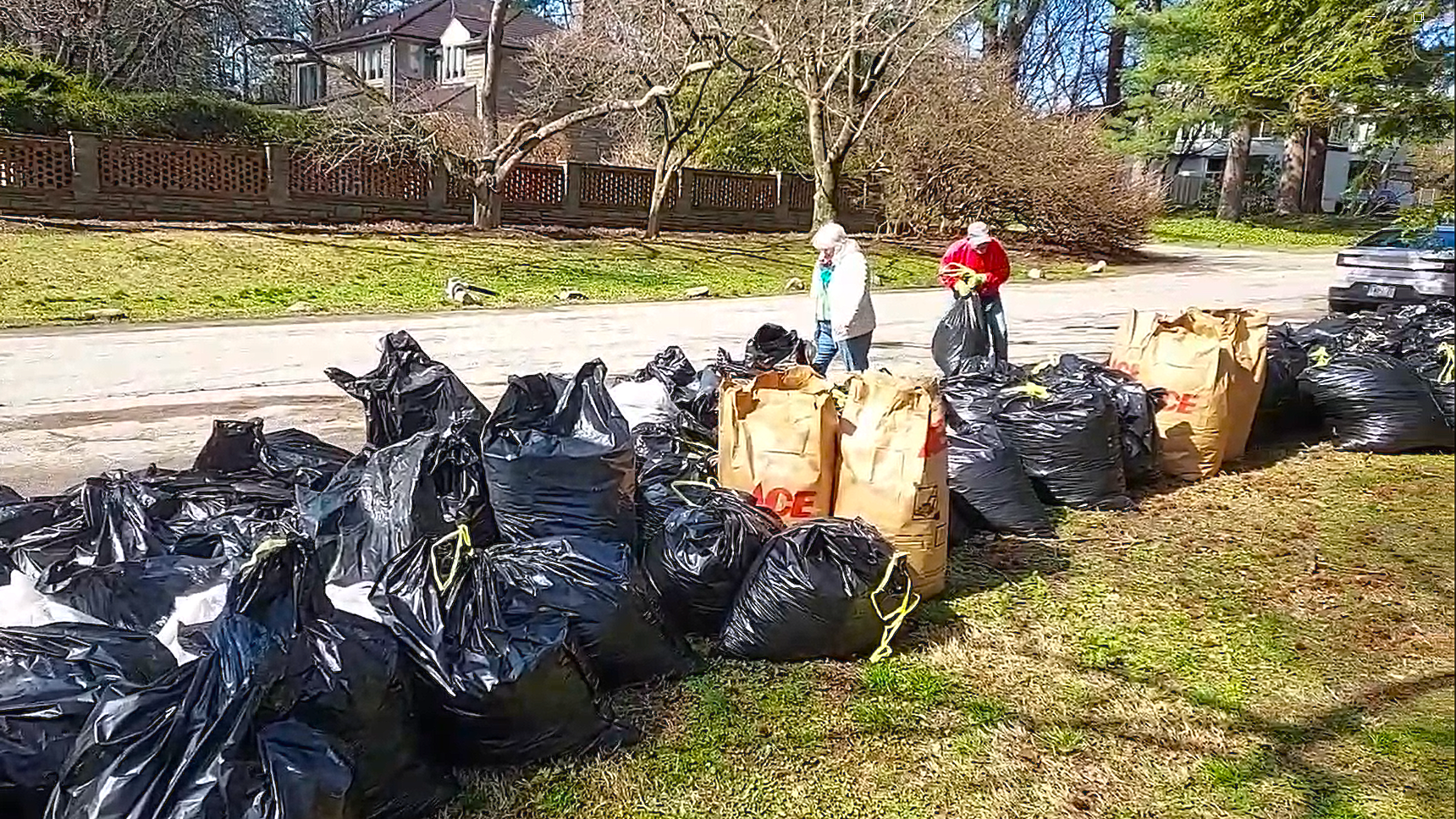 Dozens of bags of debris removed.