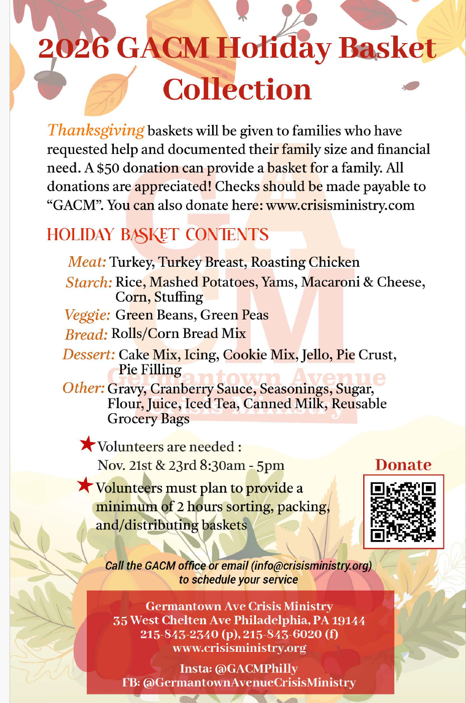 Thanksgiving Holiday Food Basket Collection