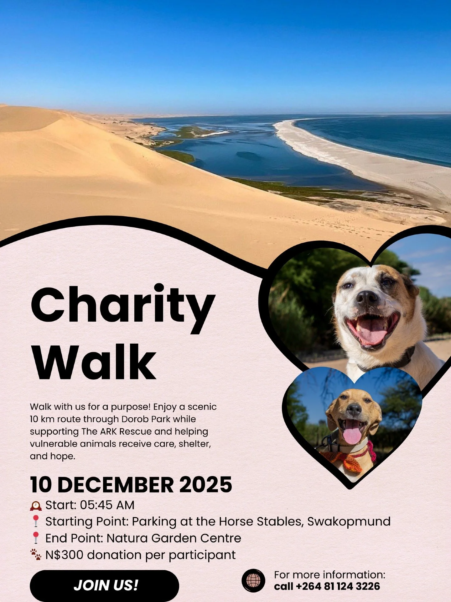 𝗦𝗔𝗩𝗘 𝗧𝗛𝗘 𝗗𝗔𝗧𝗘 &ndash; 𝗔𝗥𝗞 𝗥𝗘𝗦𝗖𝗨𝗘 𝗖𝗛𝗔𝗥𝗜𝗧𝗬 𝗪𝗔𝗟𝗞 
Join some of our wonderful supporters for a 3&ndash;3.5 hour charity walk supporting The ARK Rescue! They'll be taking a beautiful + 10km route through Dorob Park, past the