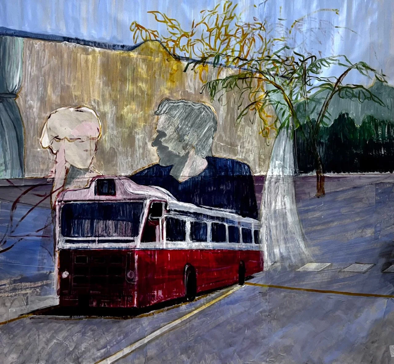 We had the stars, you and I...  
Mixed media on paper.  
150 x 150 cm.  
2025