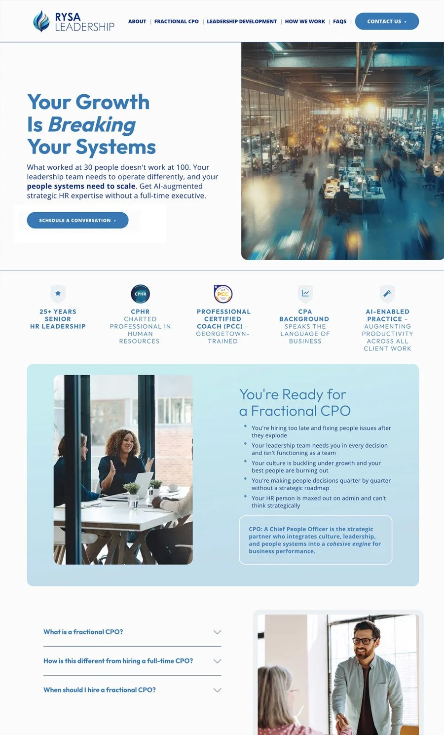 Rysa Leadership Website Screenshot