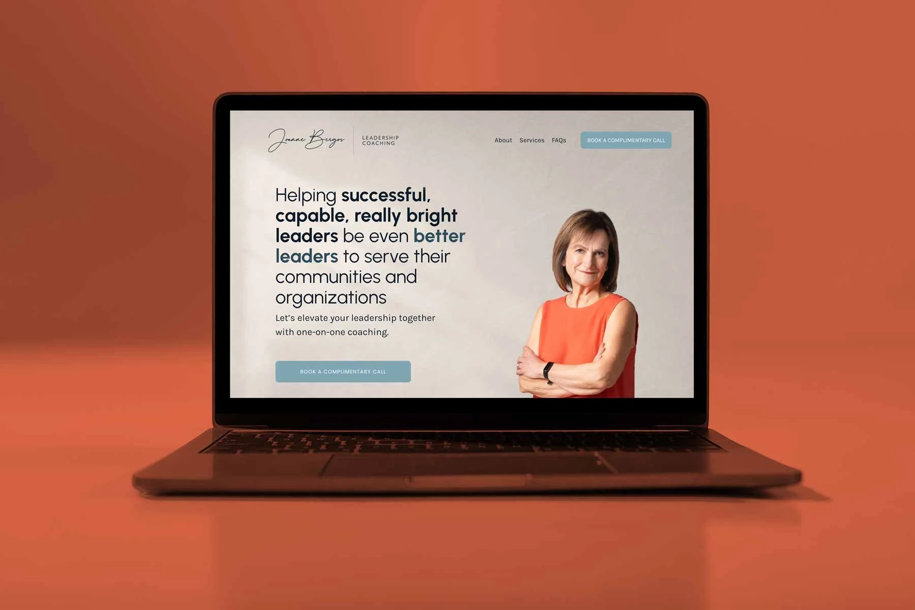 Squarespace website screen capture for coach
