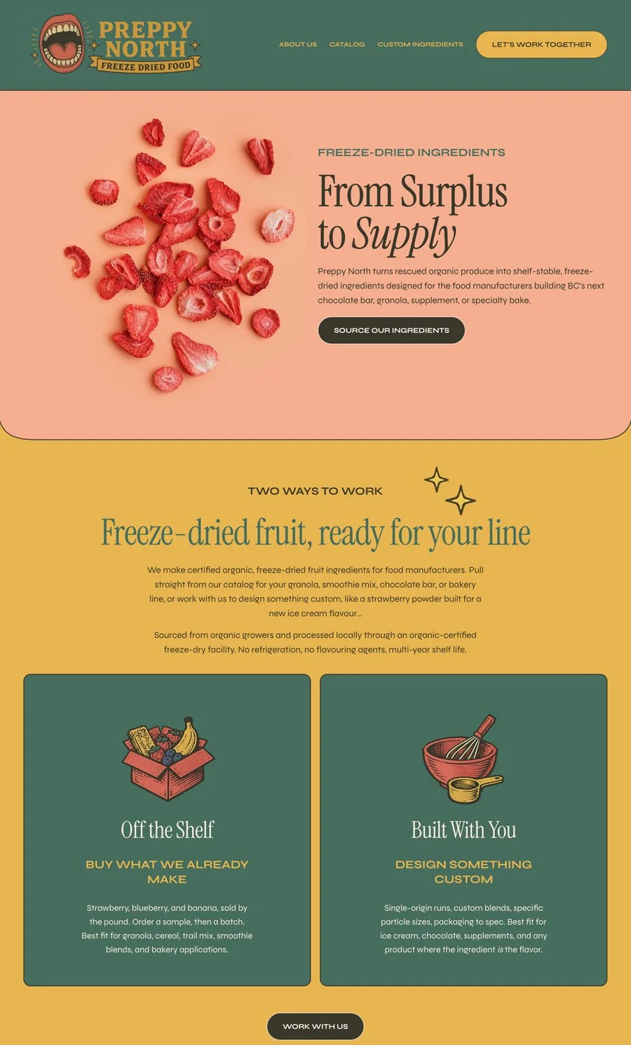 Preppy North Freeze Dried Food Company website screen capture