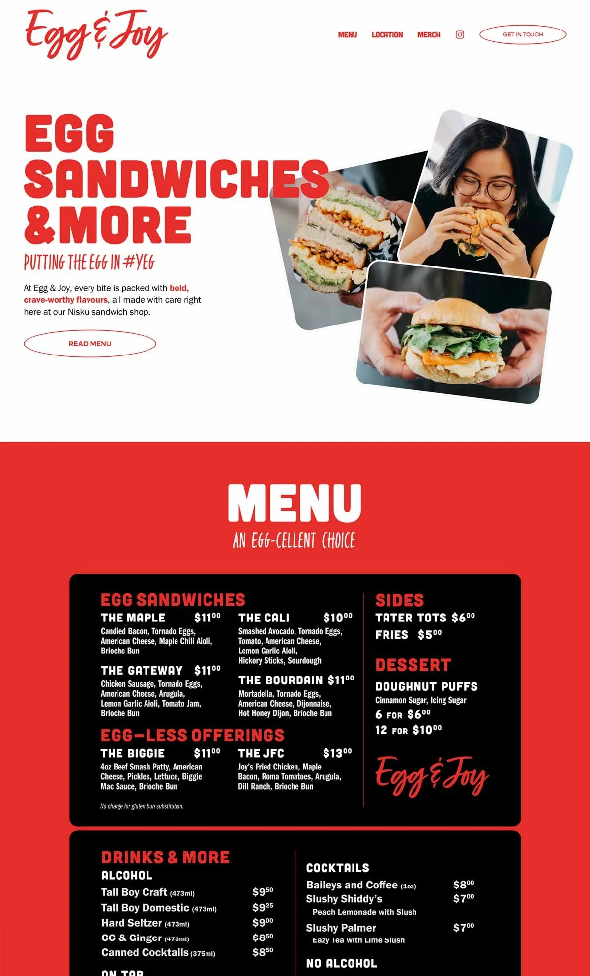 Egg & Joy Website screen capture