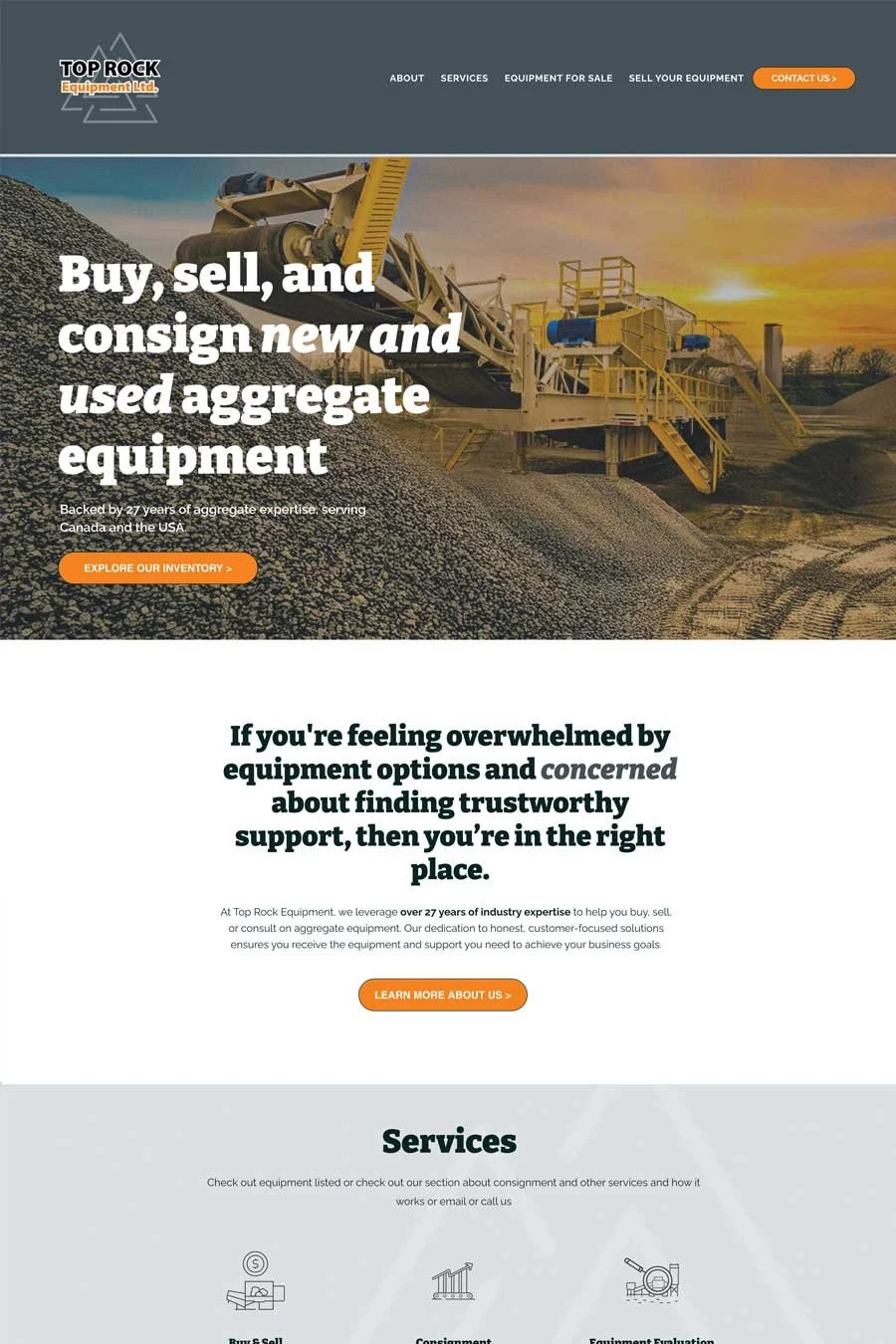 Top Rock Equipment Ltd. Website Screen capture