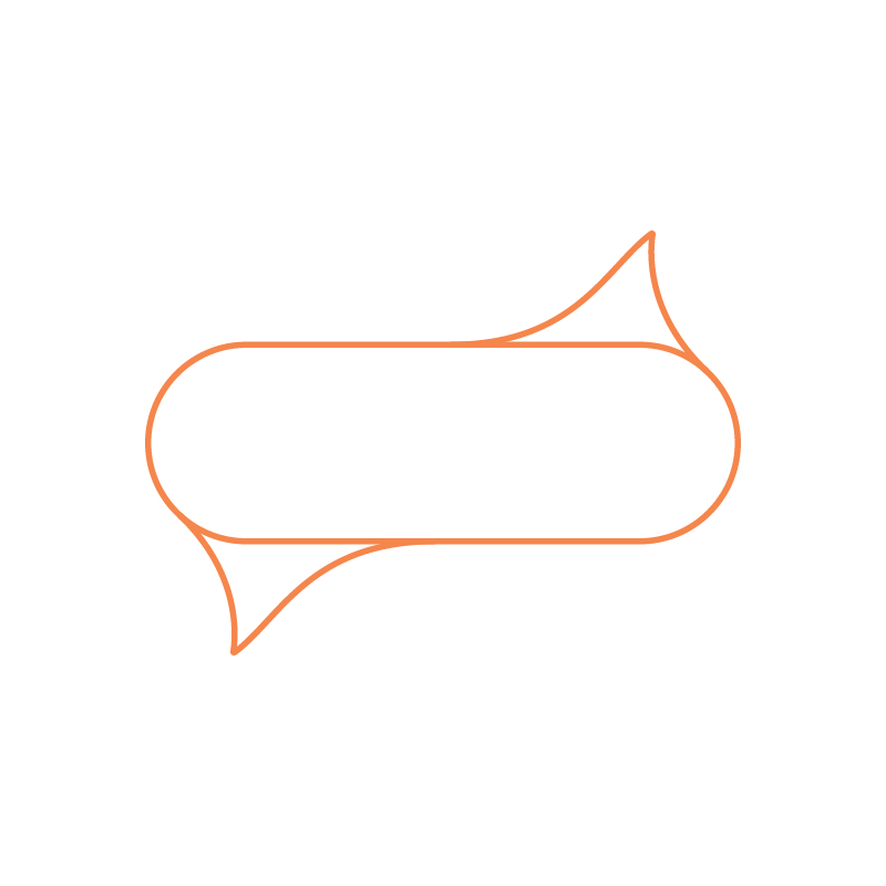 Image of a speech bubble with two arrows