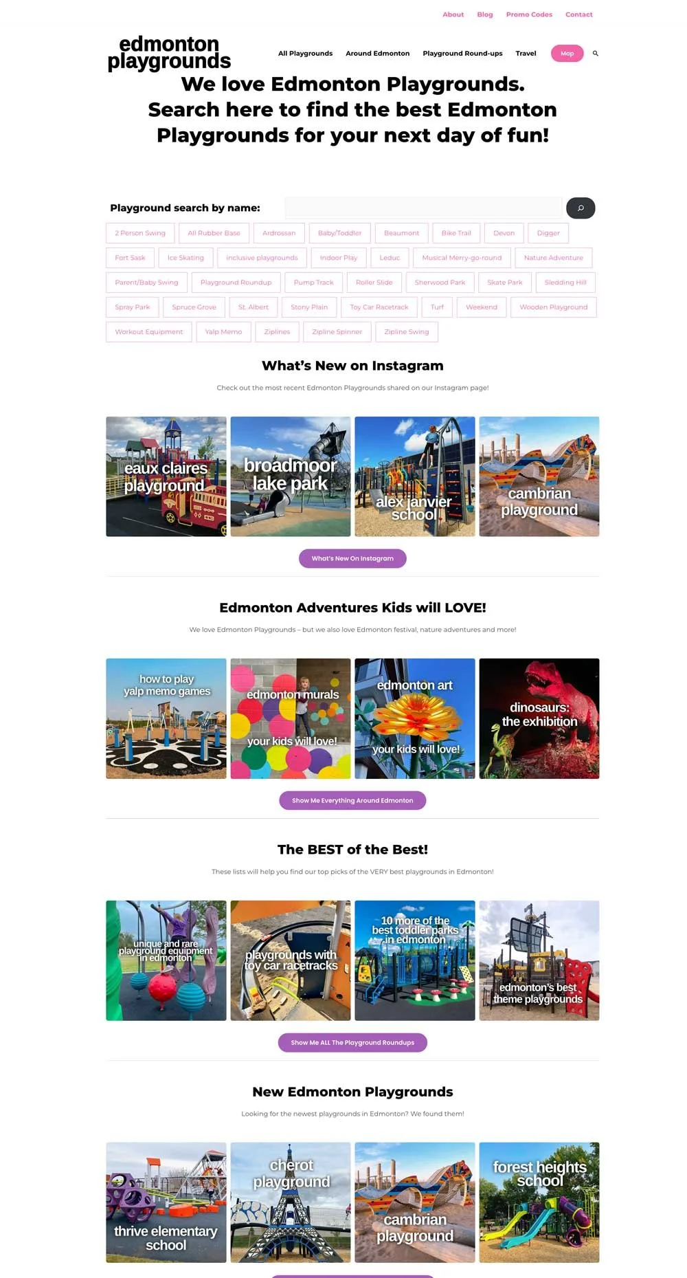 Edmonton Playgrounds Website Screen Capture