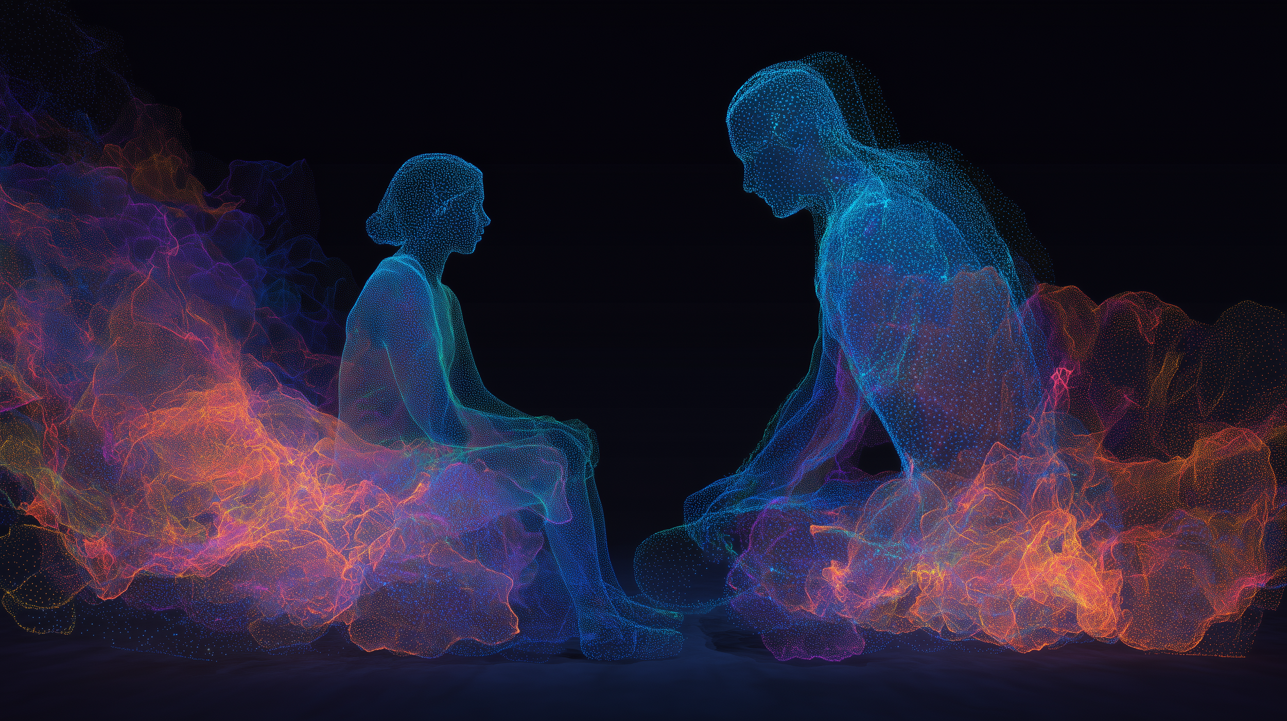 Two people of various statures in conversation