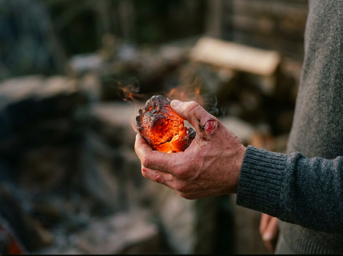 Holding a burning coal