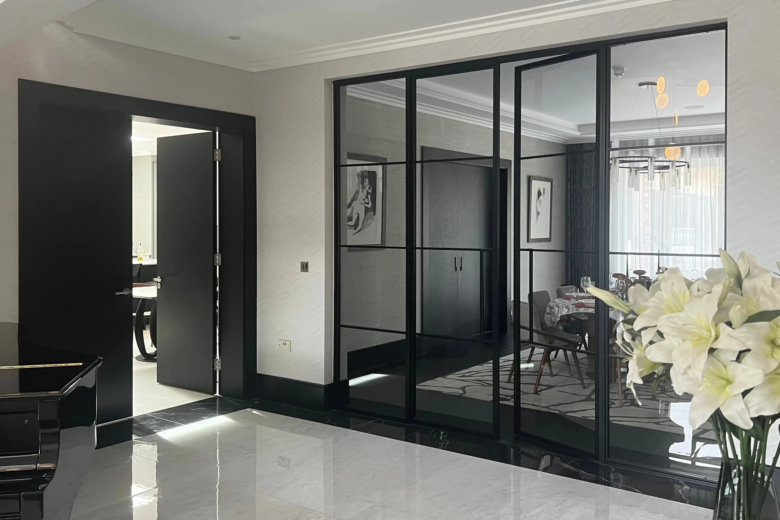 Bespoke steel internal doors specified in a luxury new build development by Joshua James.