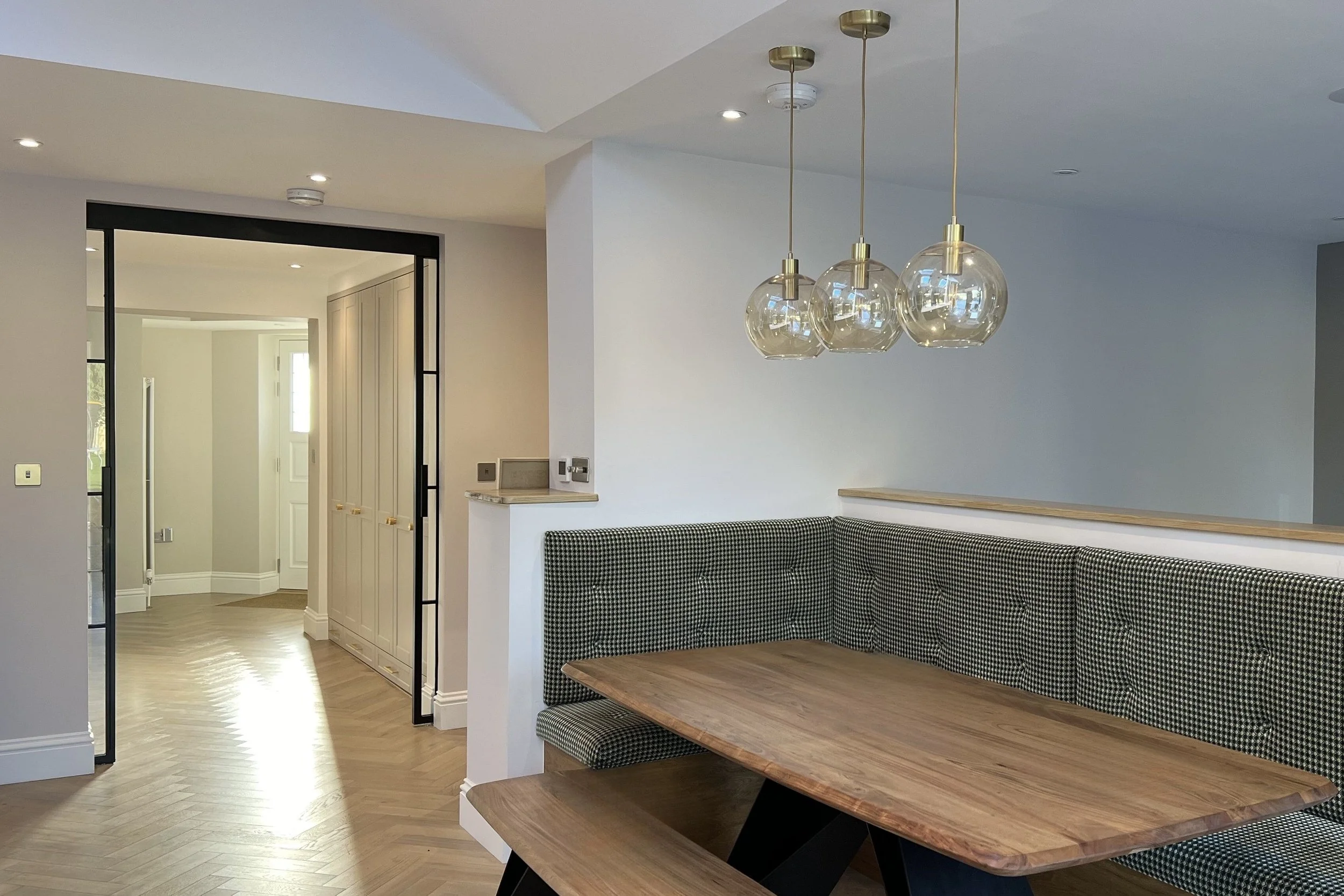 Double pocket steel sliding door configuration