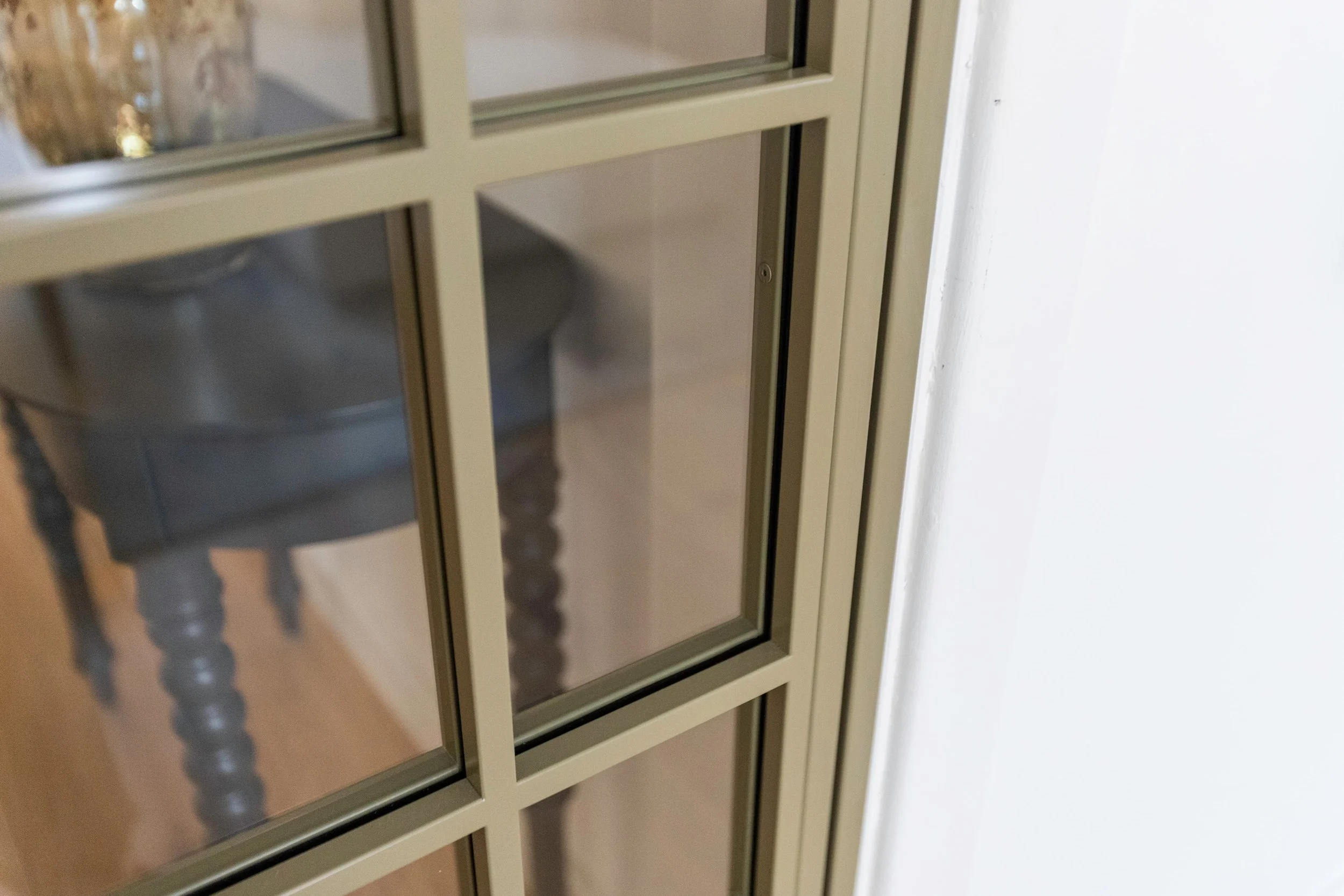 Close-up craftsmanship detail of a bespoke steel internal door frame by Joshua James.