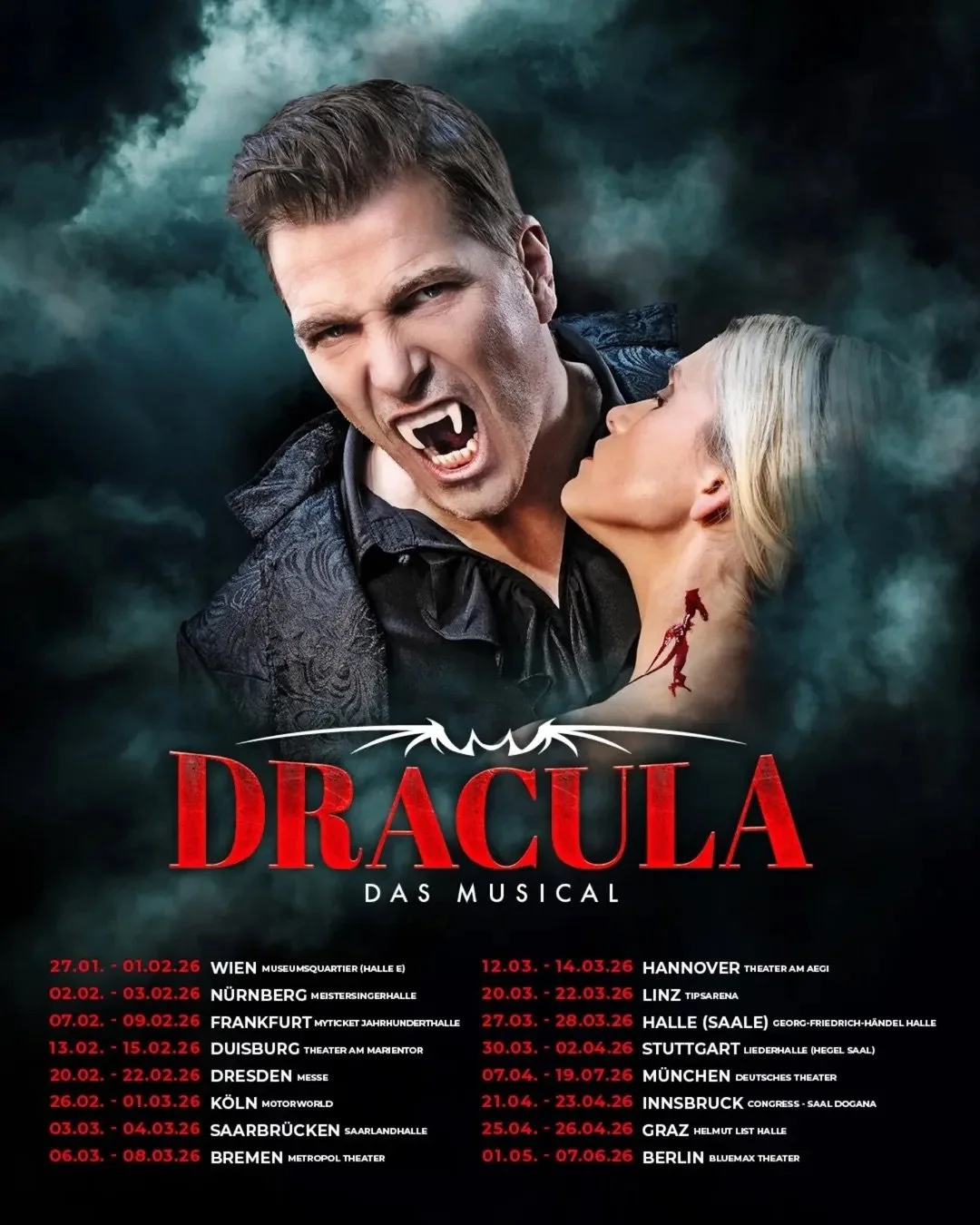 Frank Wildhorn’s Dracula - The Musical To Tour Austria and Germany For The First Time