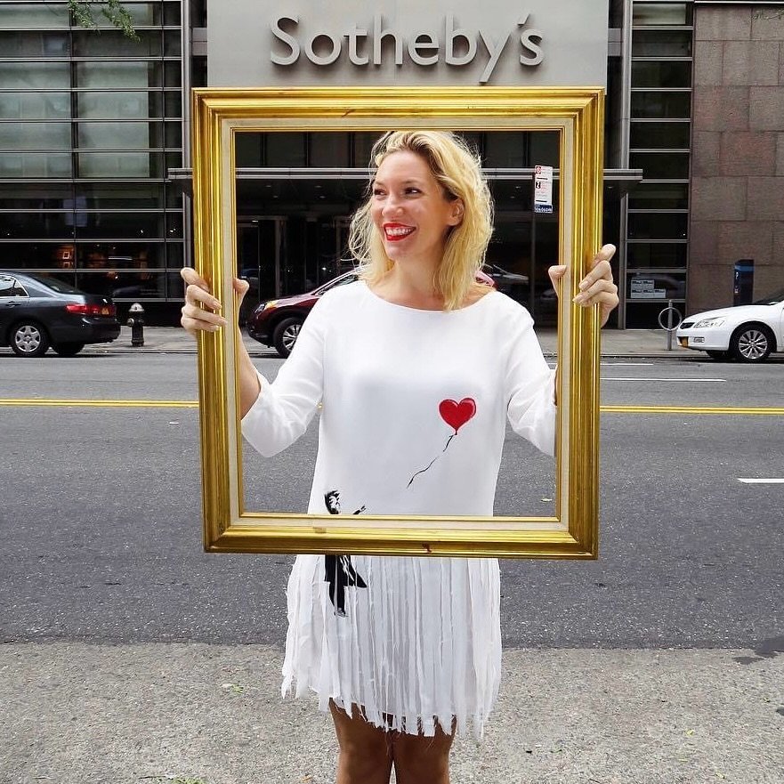 Looking back on another #ArtHistoryHalloween costume, Banksy&rsquo;s Love is in the Bin. The work of art self-destructed by shredding in its frame at @sothebys in 2018. #ArtHalloweenCostume #ArtfullyAwear | Image via Getty Images / Sotheby&rsquo;s