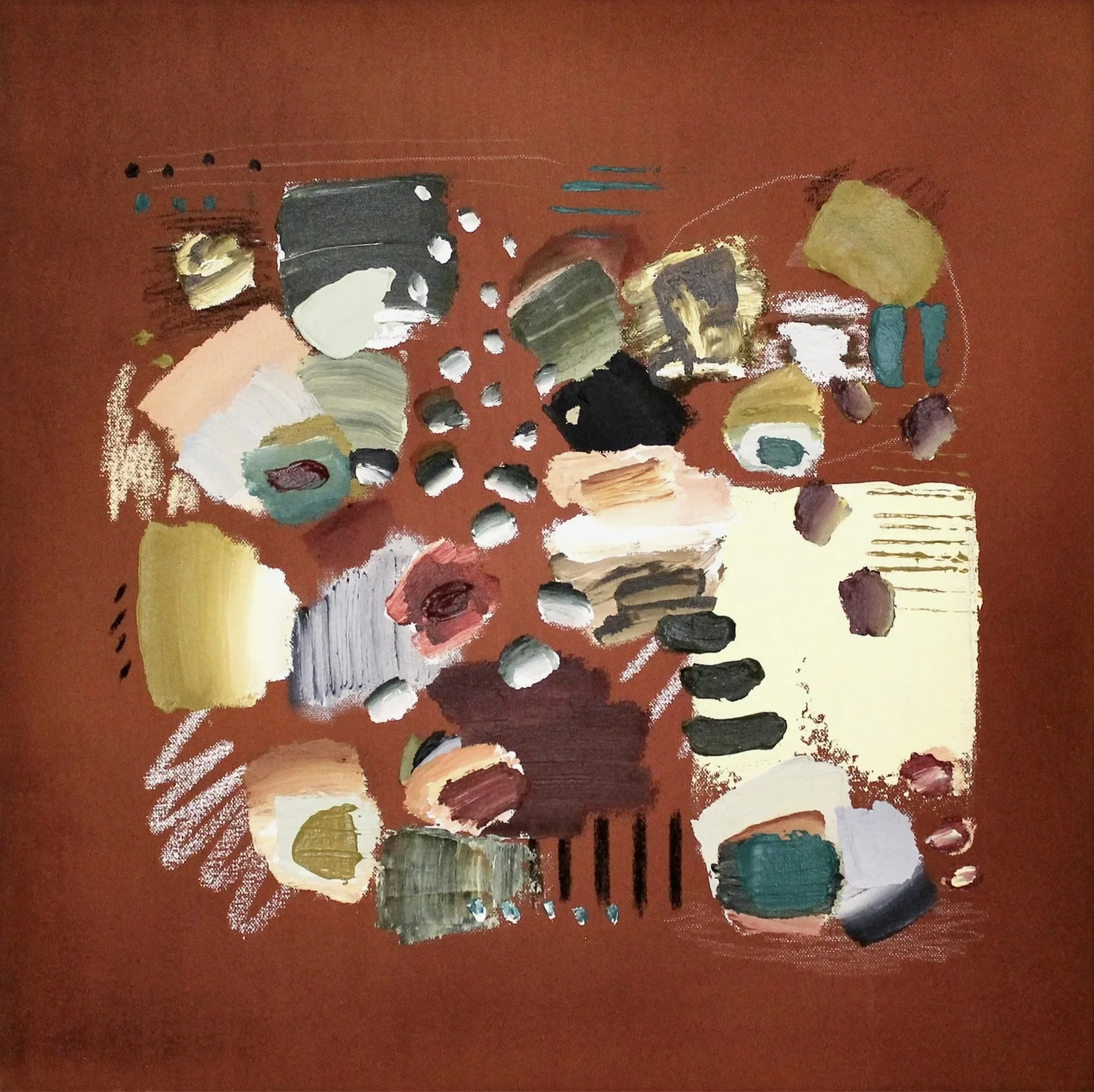 BORDEAUX, 16x16 inches, acrylic and pastel on canvas