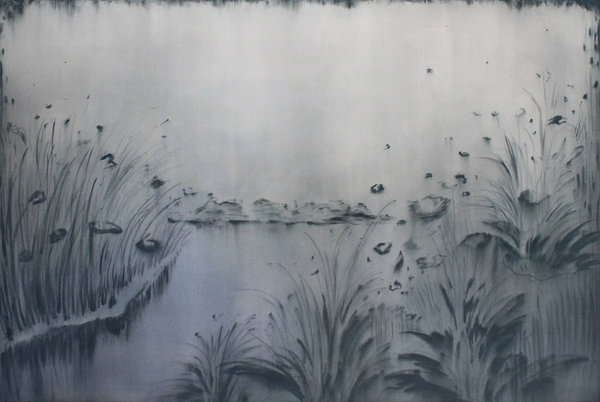 LOOMING CREEK, 40x60 inches, acrylic and pastel on raw canvas