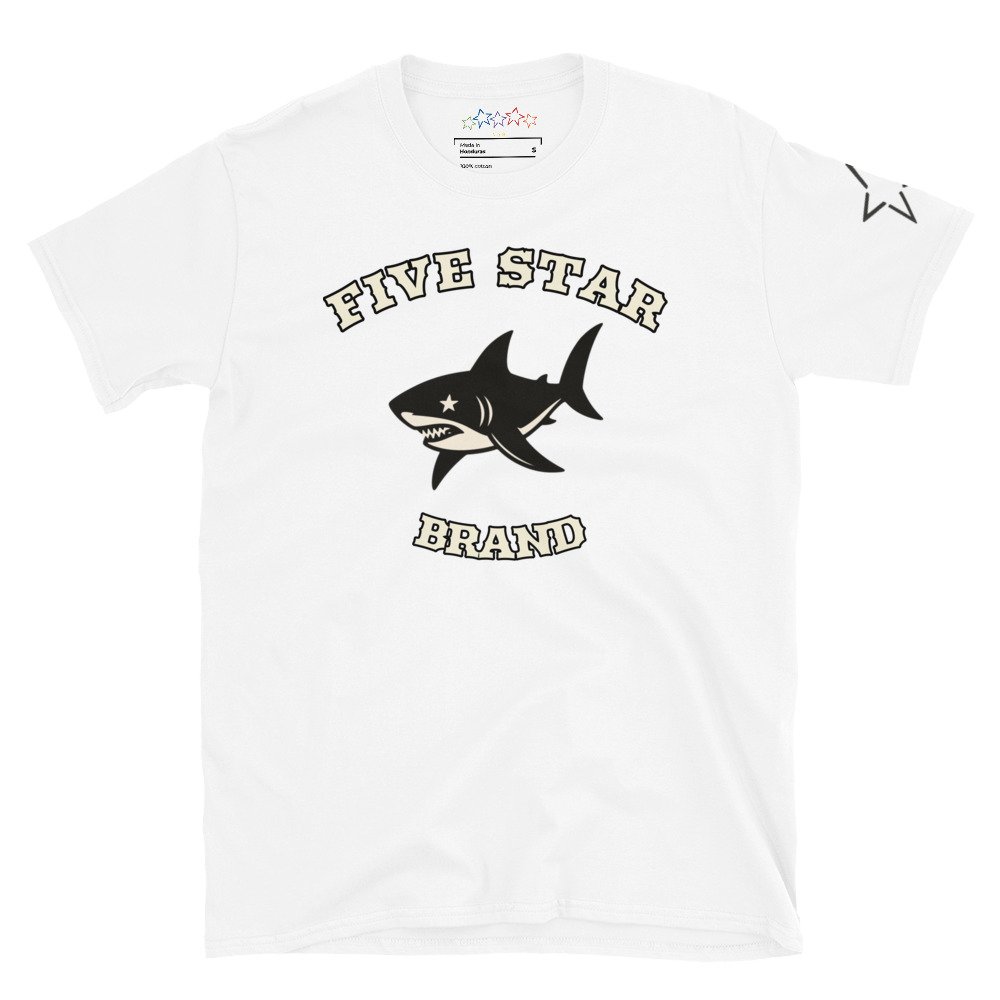LEVEL *FIVE STAR BRAND* SHARK T SHIRT (WHITE)