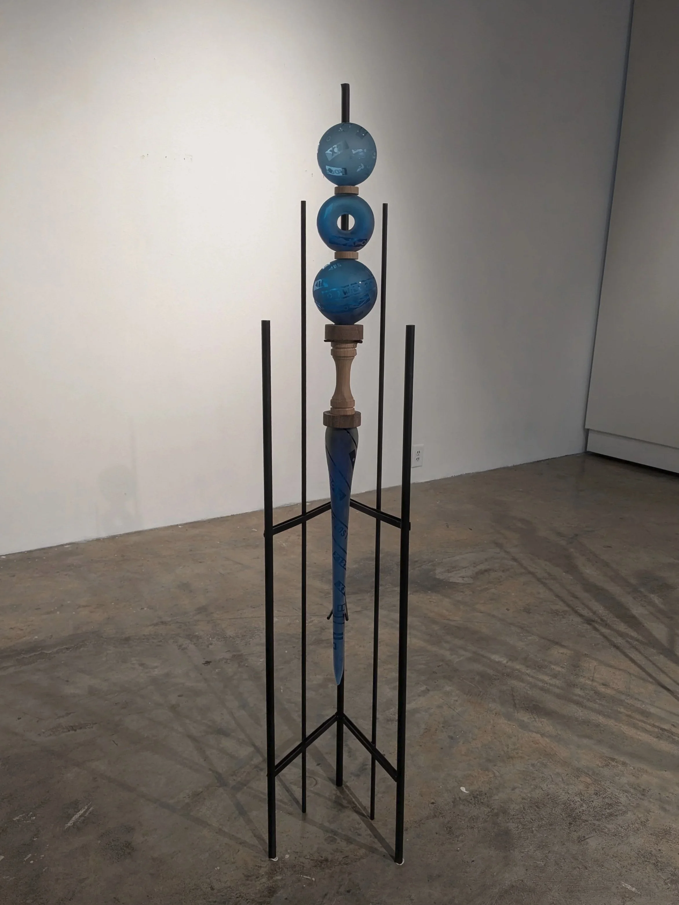 Blue Staff | Glass, Wood, and Steel | 2026