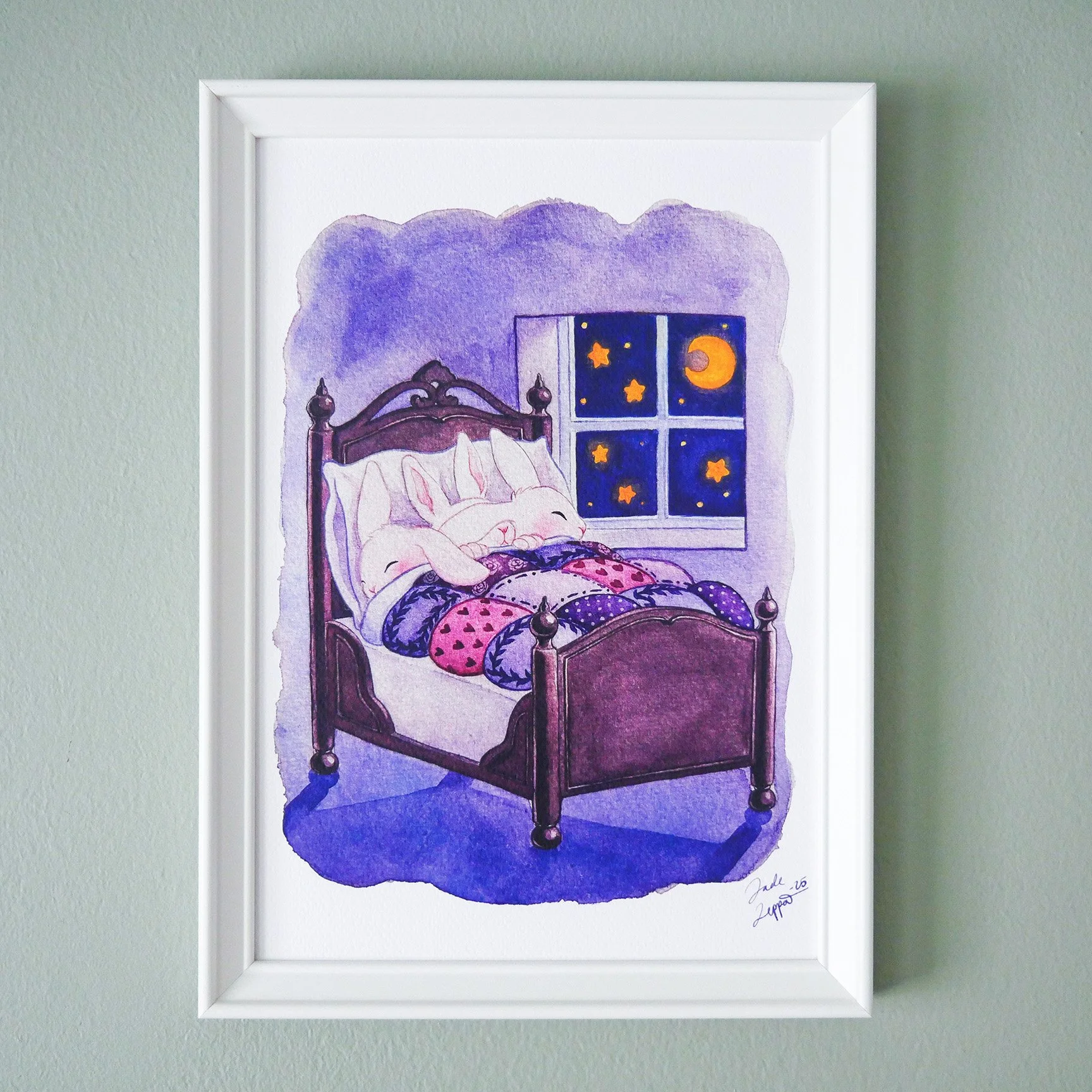 "Sleepy Bunnies" art print