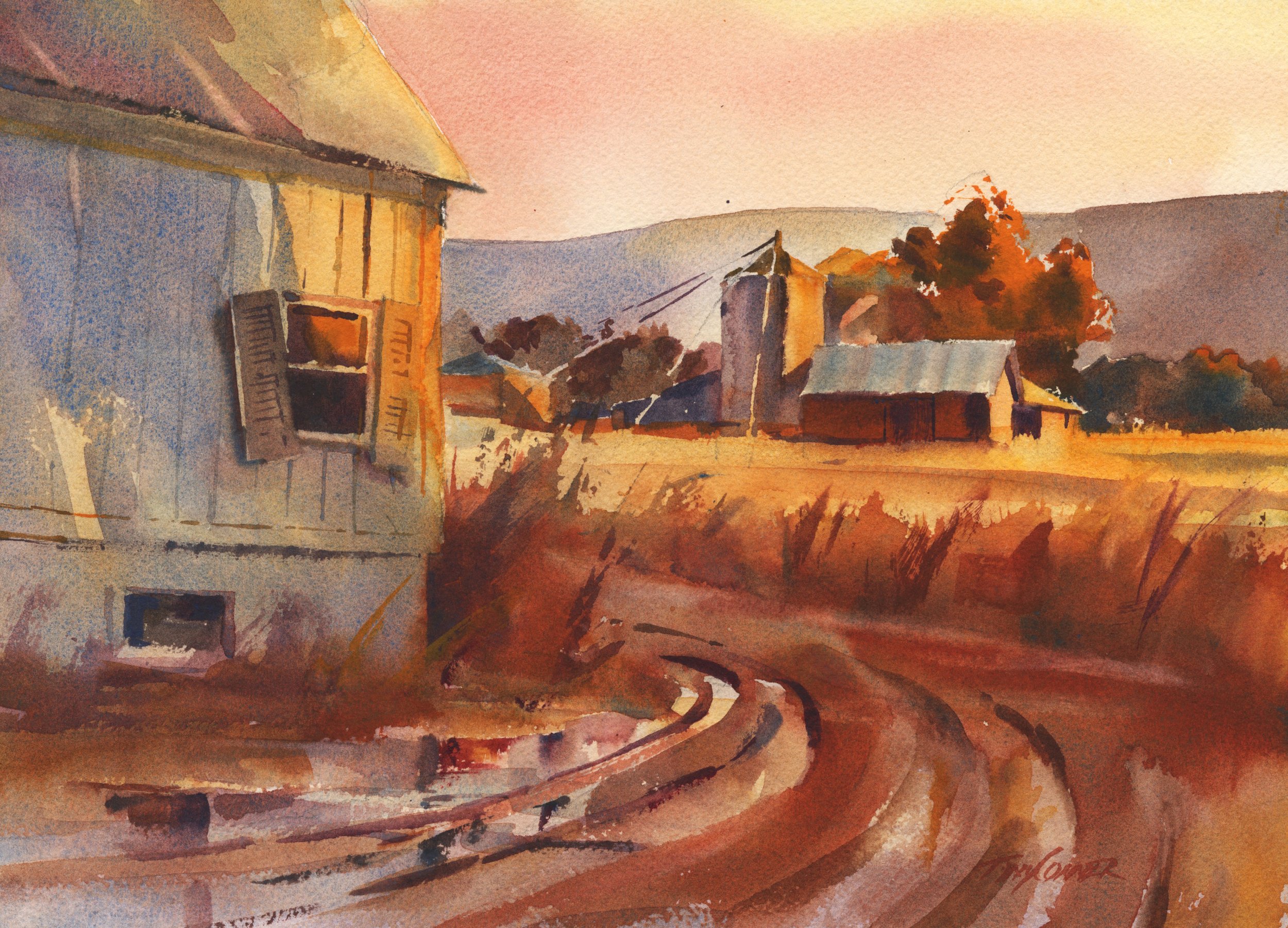 “Country Complex” - watercolor landscape painting