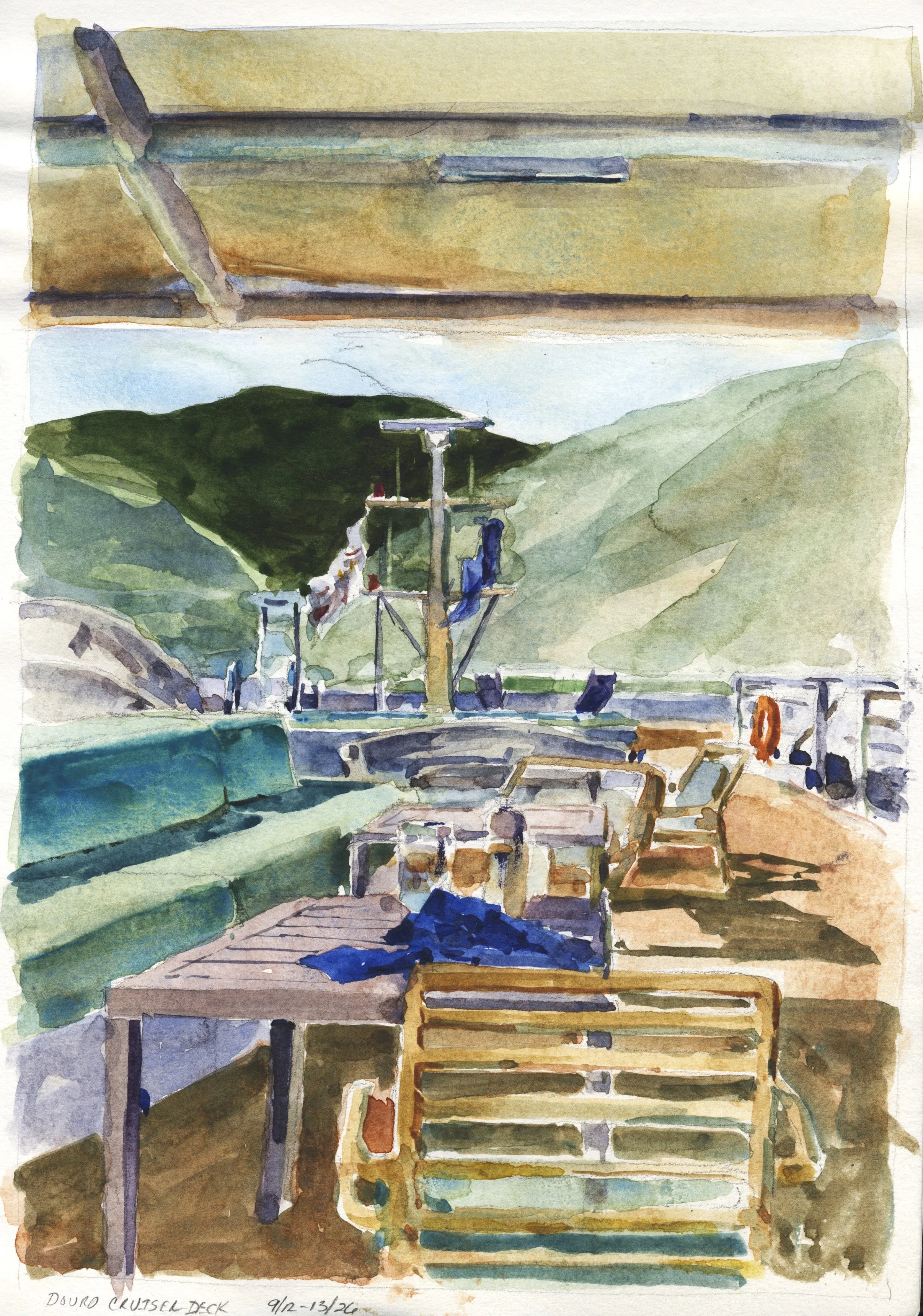 Sketched View Of A River Cruise Ship Deck