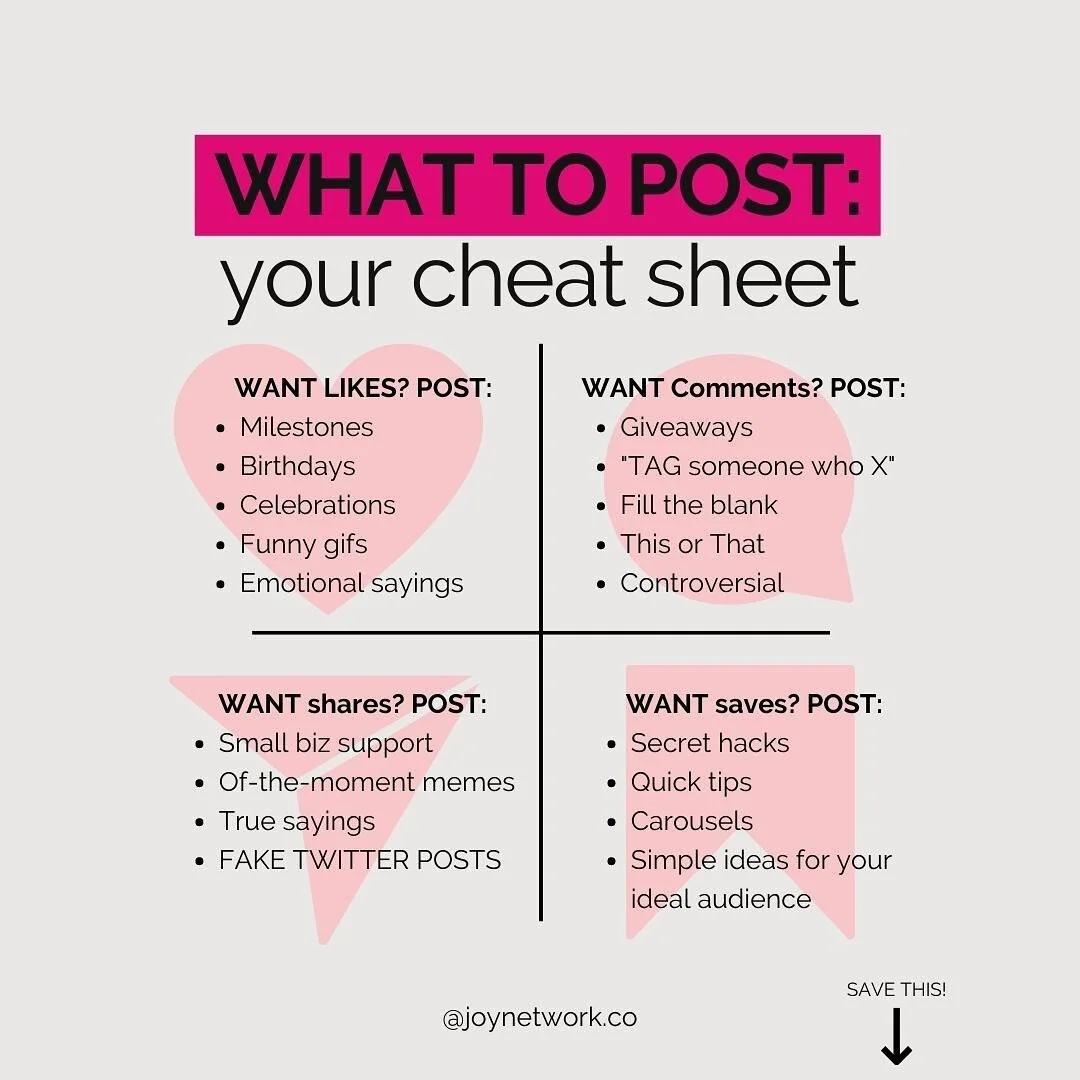 I got one for you&hellip;

Looking for LIKES, COMMENTS, SHARES, or SAVES?! Save this to refer back to later&hellip; there are some great ideas mentioned in here. 

Note: Consistency allows your audience/ community to see that you are doing the things