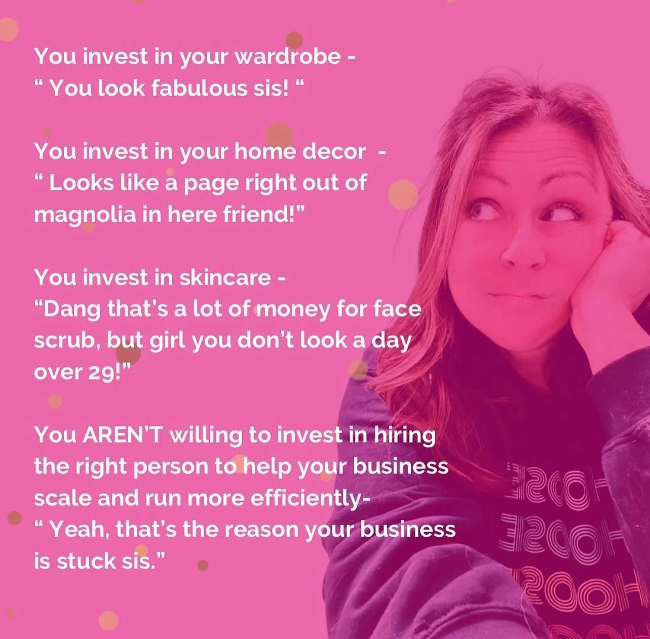 Why are we willing to drop a few hundred dollars every month on all the "things" but when it comes to our business we cringe at investing every month in order to grow?
Accountability.
If you buy things, in the end, they are just things. But