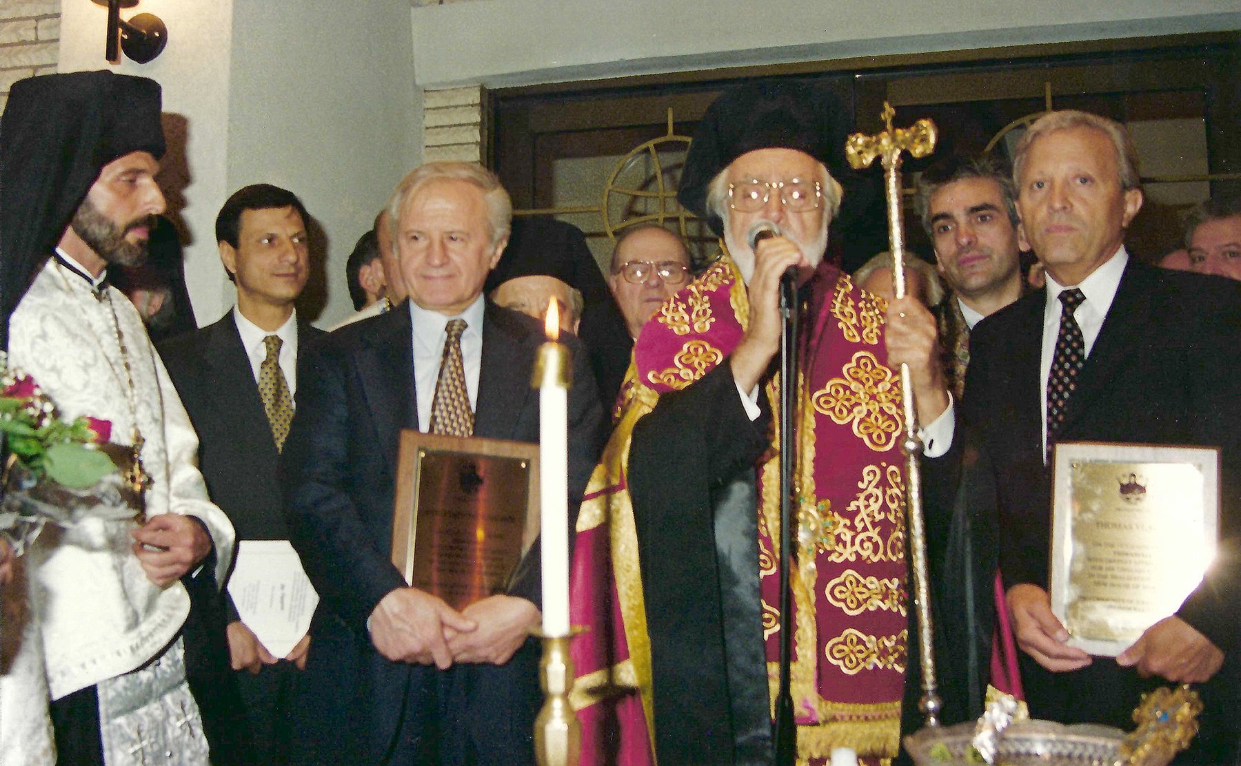 (LtoR) Bishop Antonios, Mr. Kaganis, Archbishop Iakovos, Mr. Vlahos