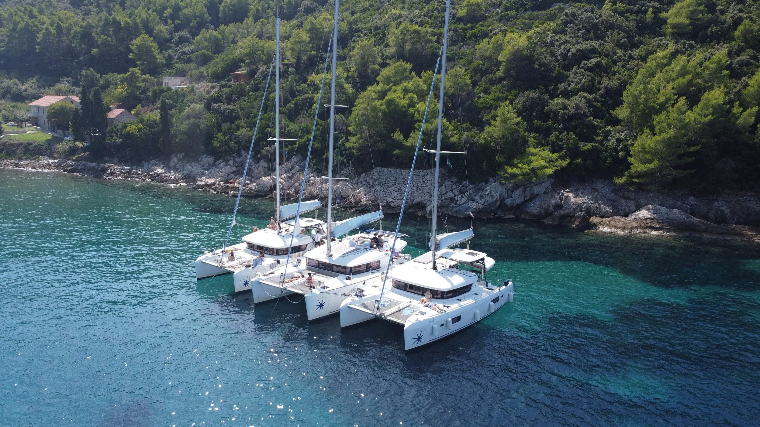 3 catamarans floating in Croatia
