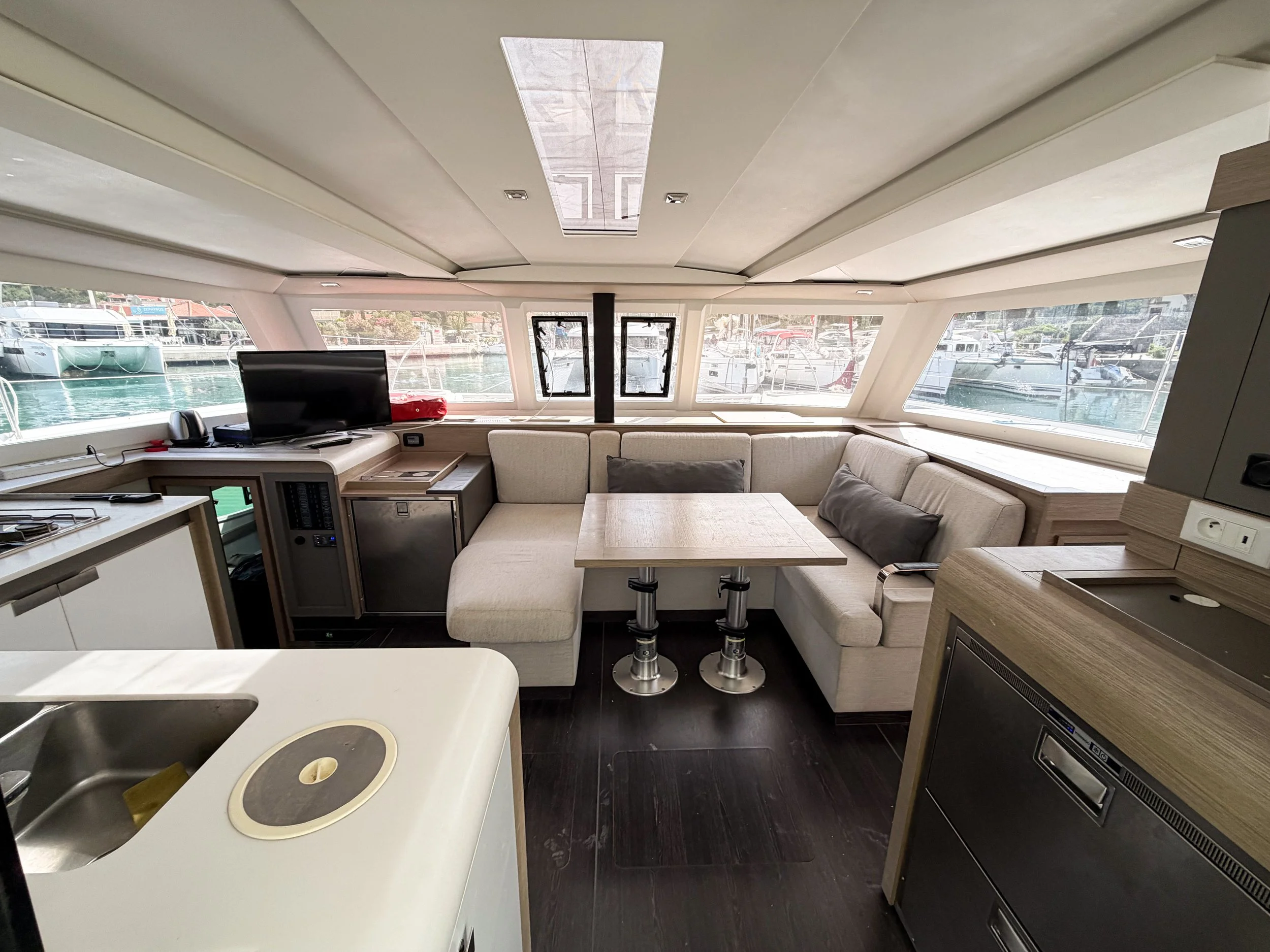 Inside catamaran in Croatia