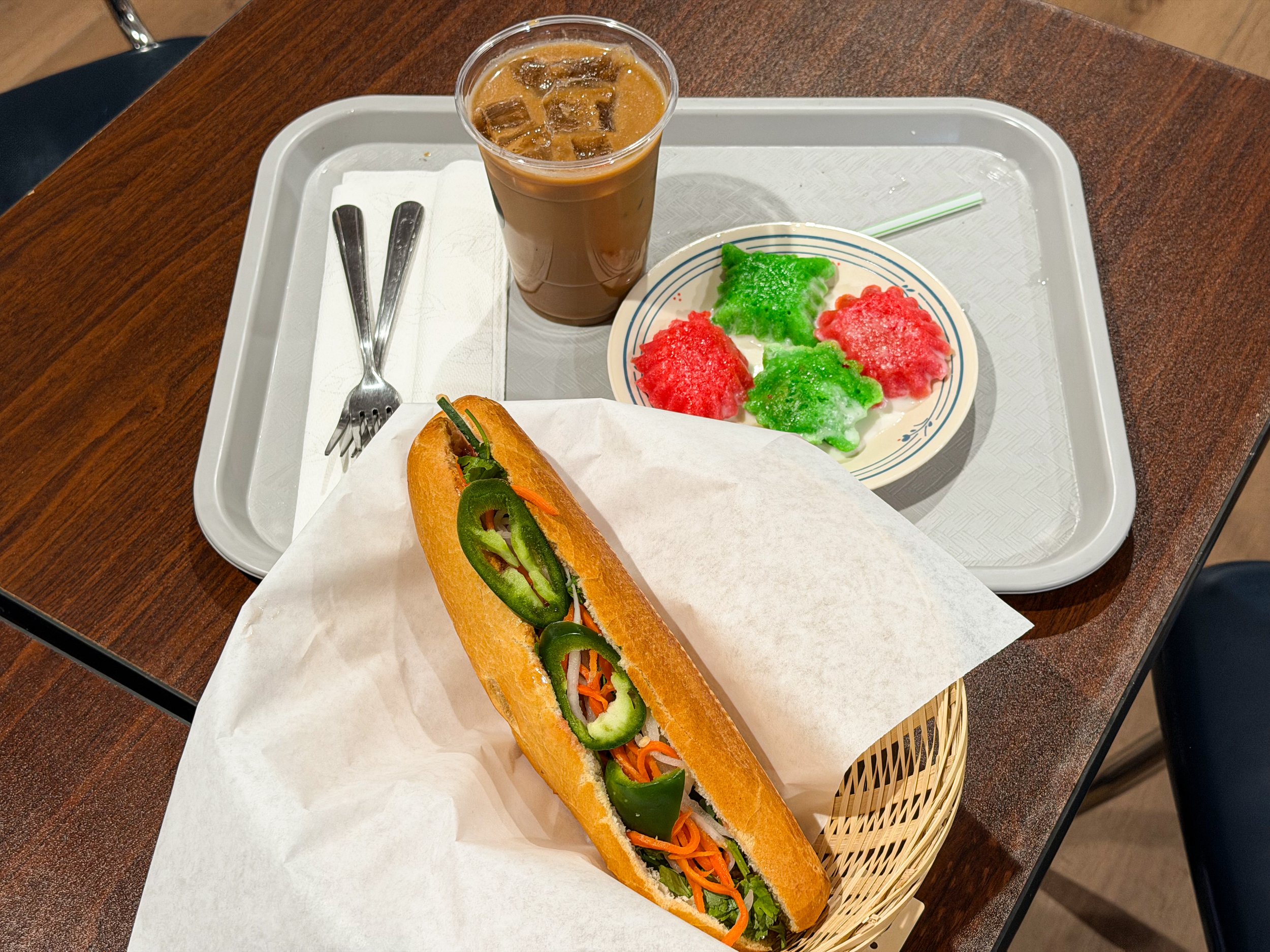 Baguette and coffee combo at Van Nien in Portland