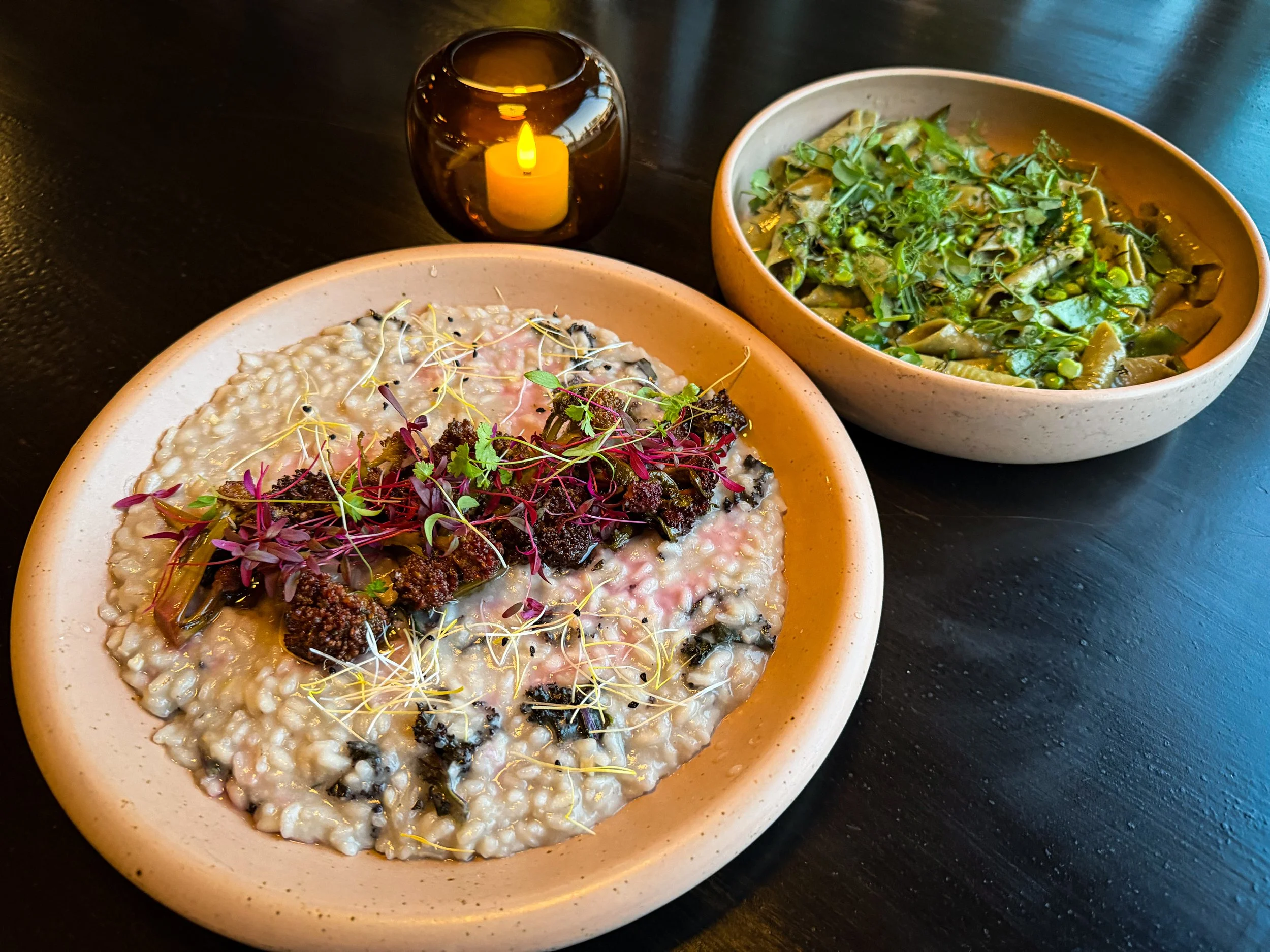 Risotto and garganelli at Adellade in Portland
