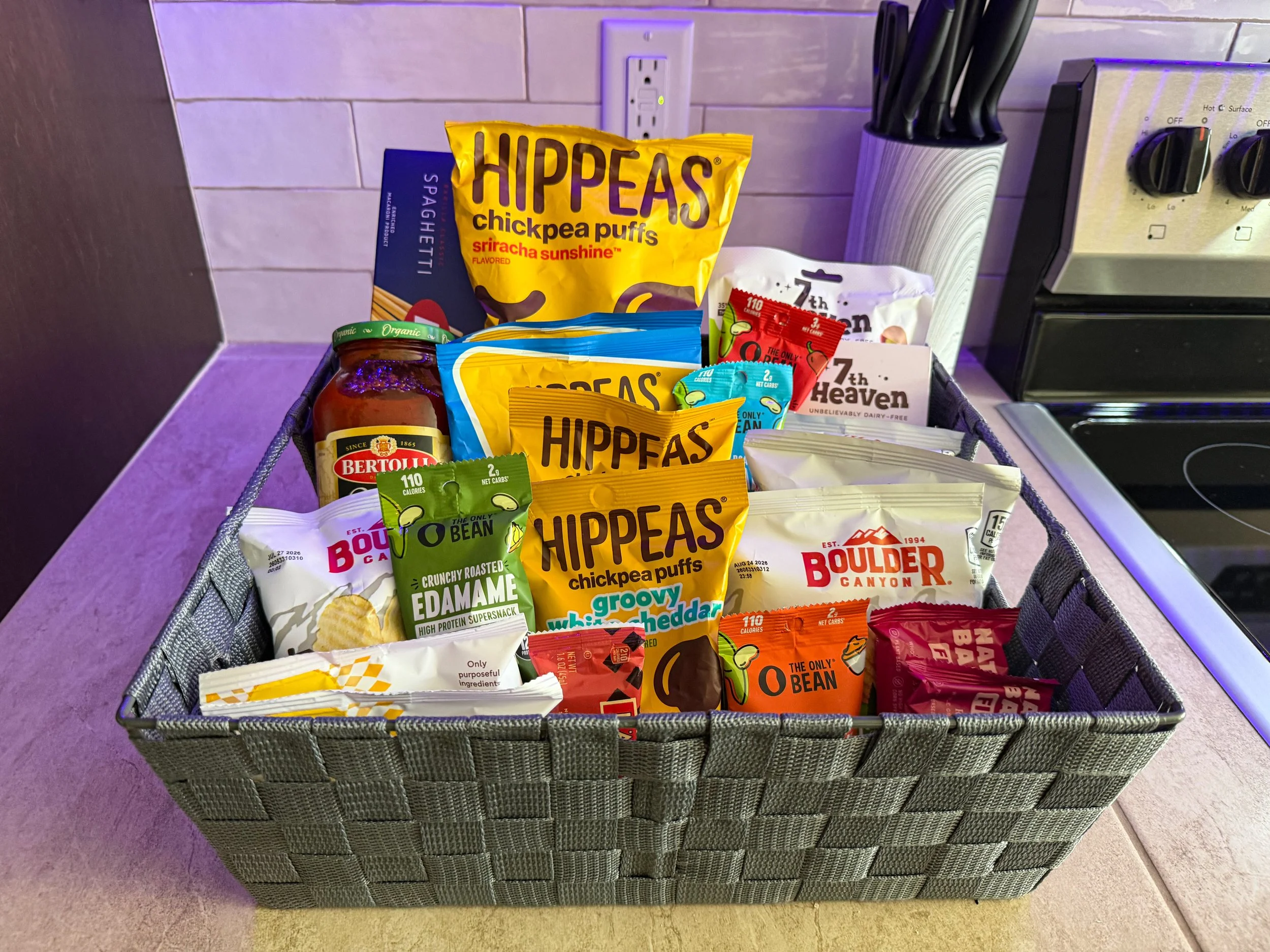 Basket of vegan snacks
