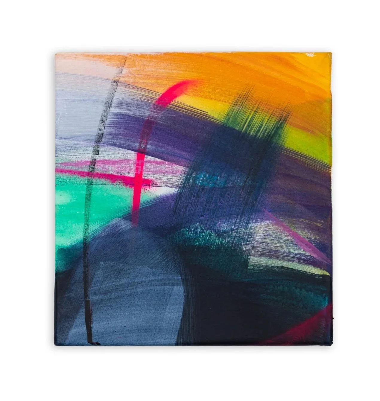 New Piece, 2025, oil, acrylic, oil-stick and charcoal on canvas, 31 x 30 cm