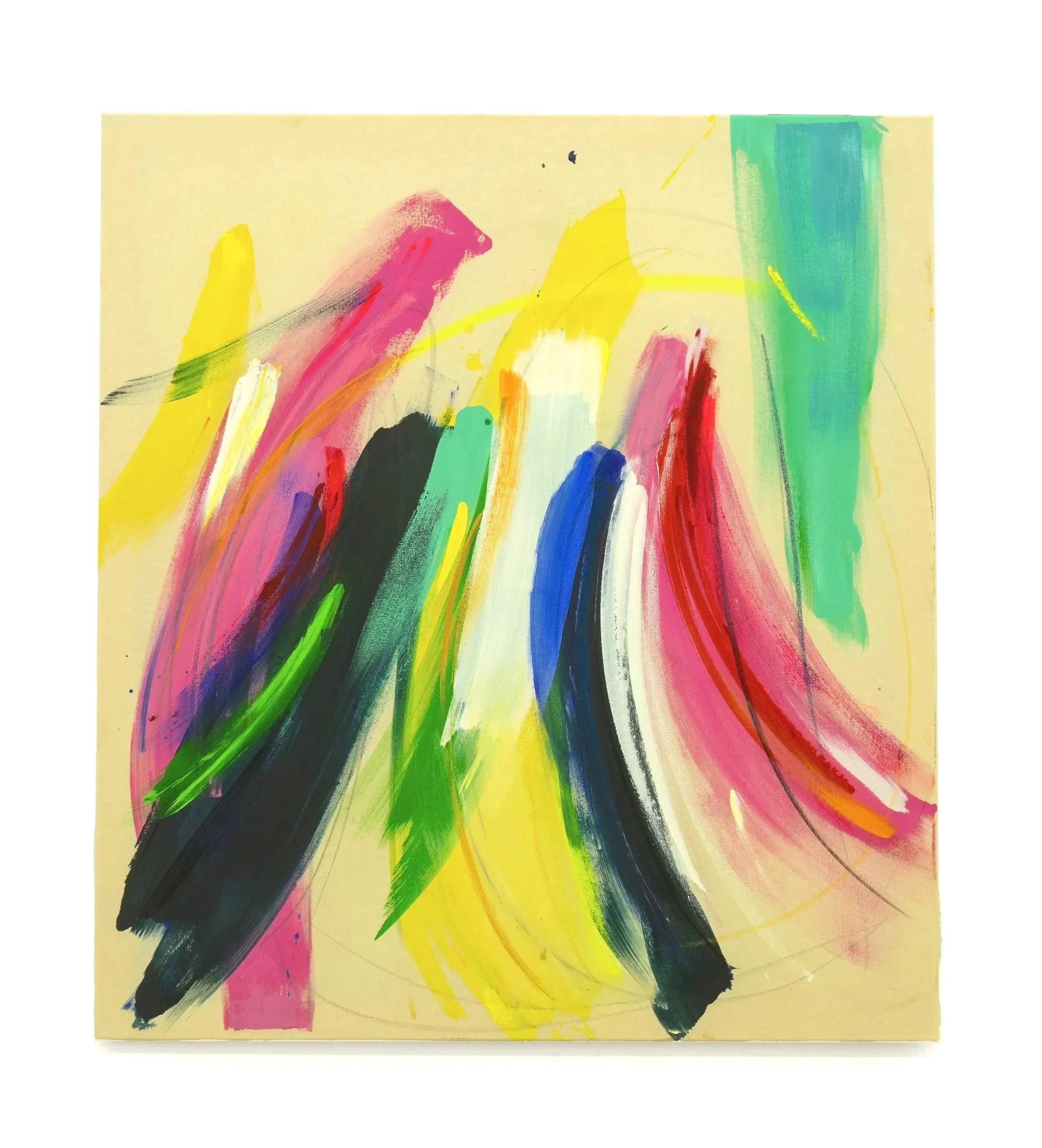 Flow and Glow, 2026,
oil, acrylic and oil-stick on canvas, 100 × 90 cm