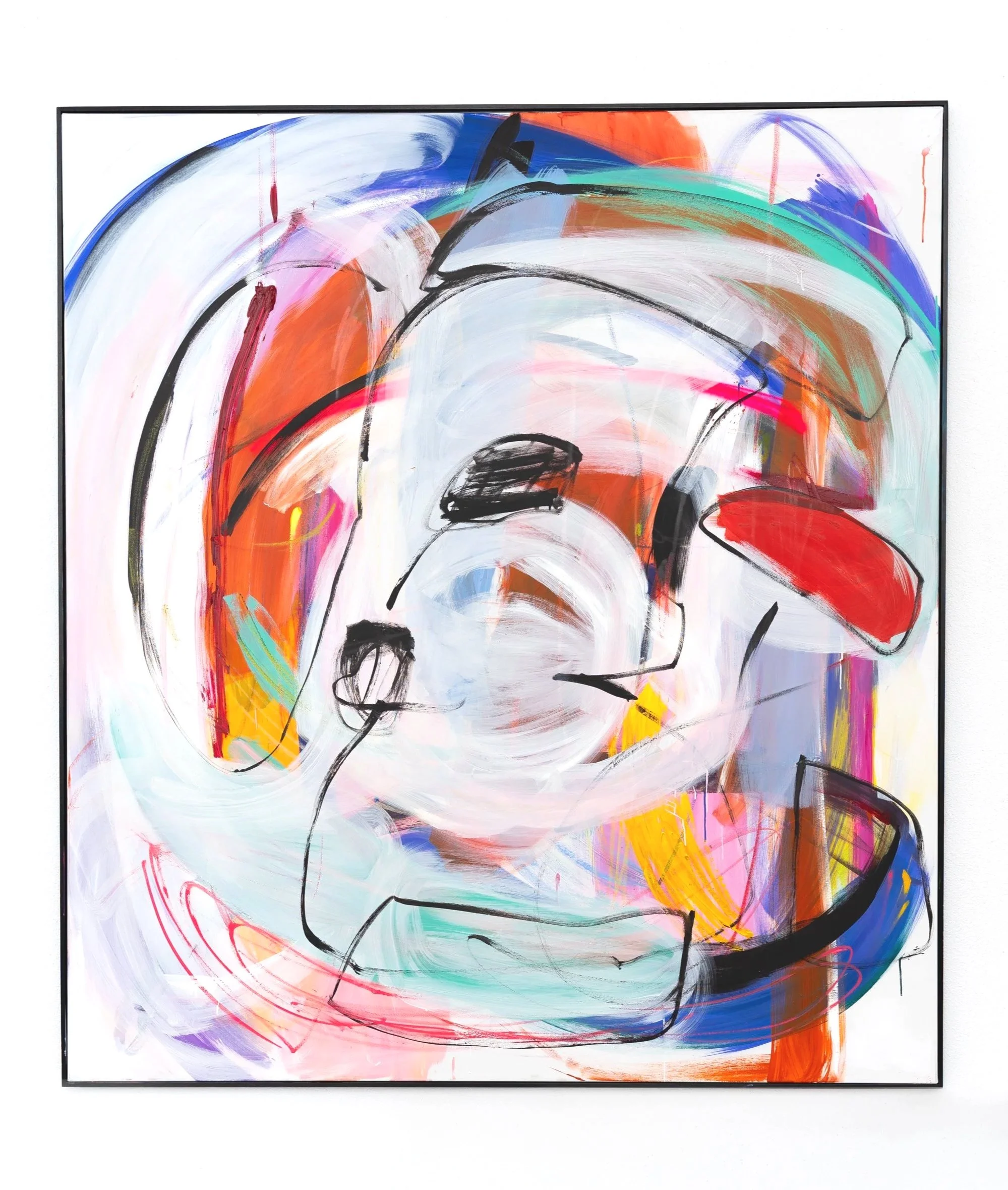 Round Round, 2025, 
oil, acrylic and oil-stick on canvas, 200 × 180 cm