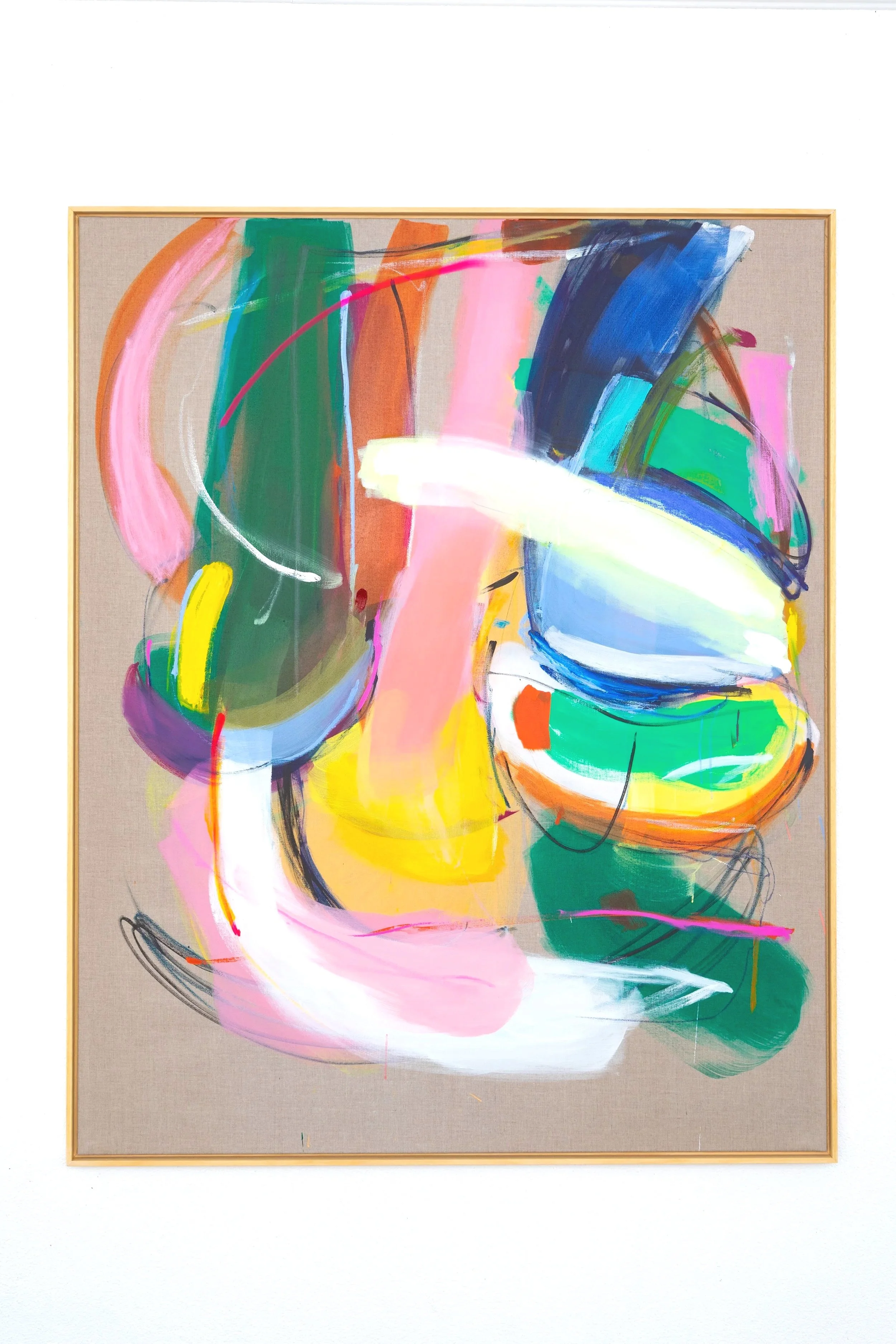 Sparkle Bounce & Flatter, 2026, 
oil, acrylic and oil-stick on canvas, 175 × 145 cm