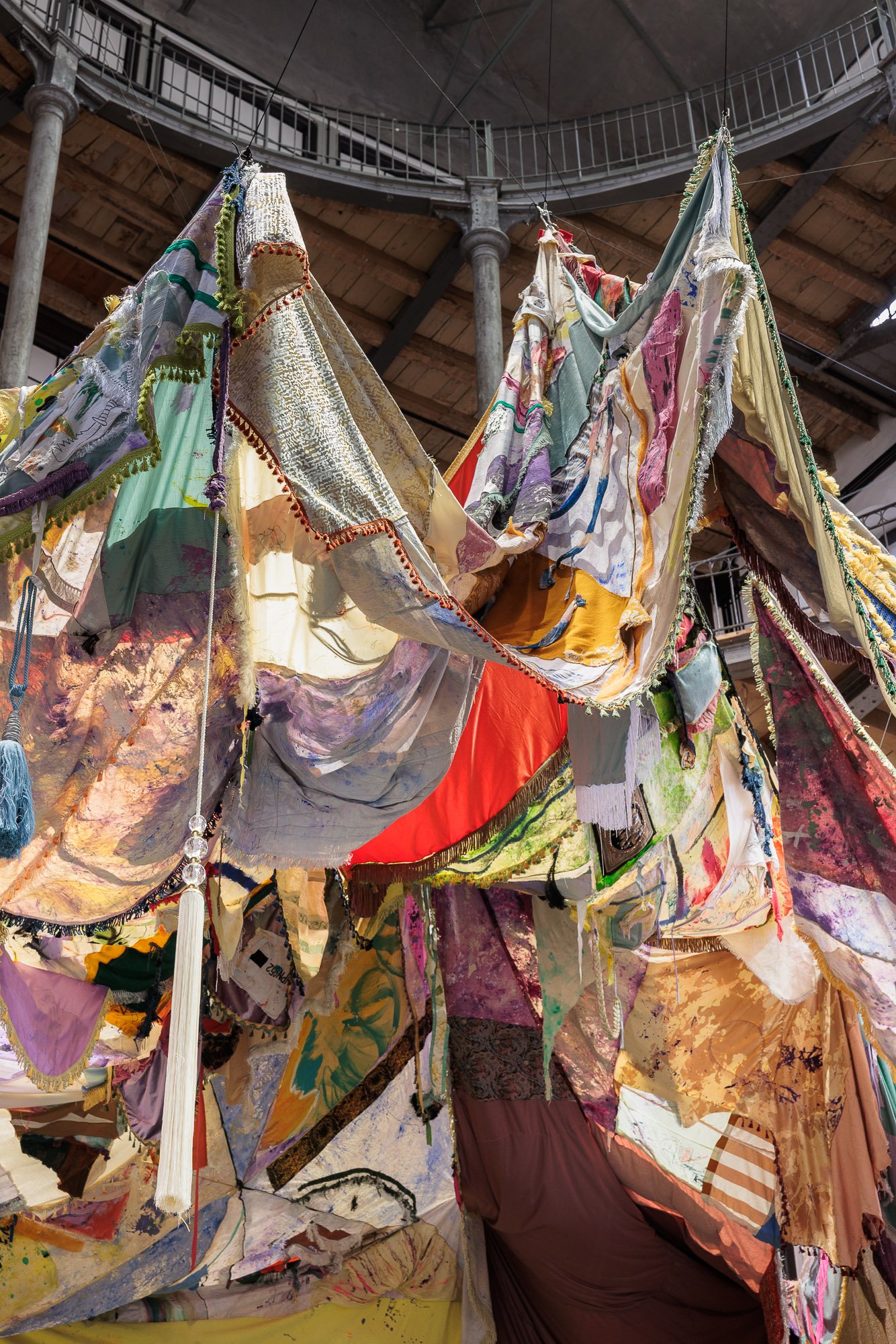 Softstructured Tent, 2026, 
Diverse textiles, ~ 430 × 490 x 310 cm