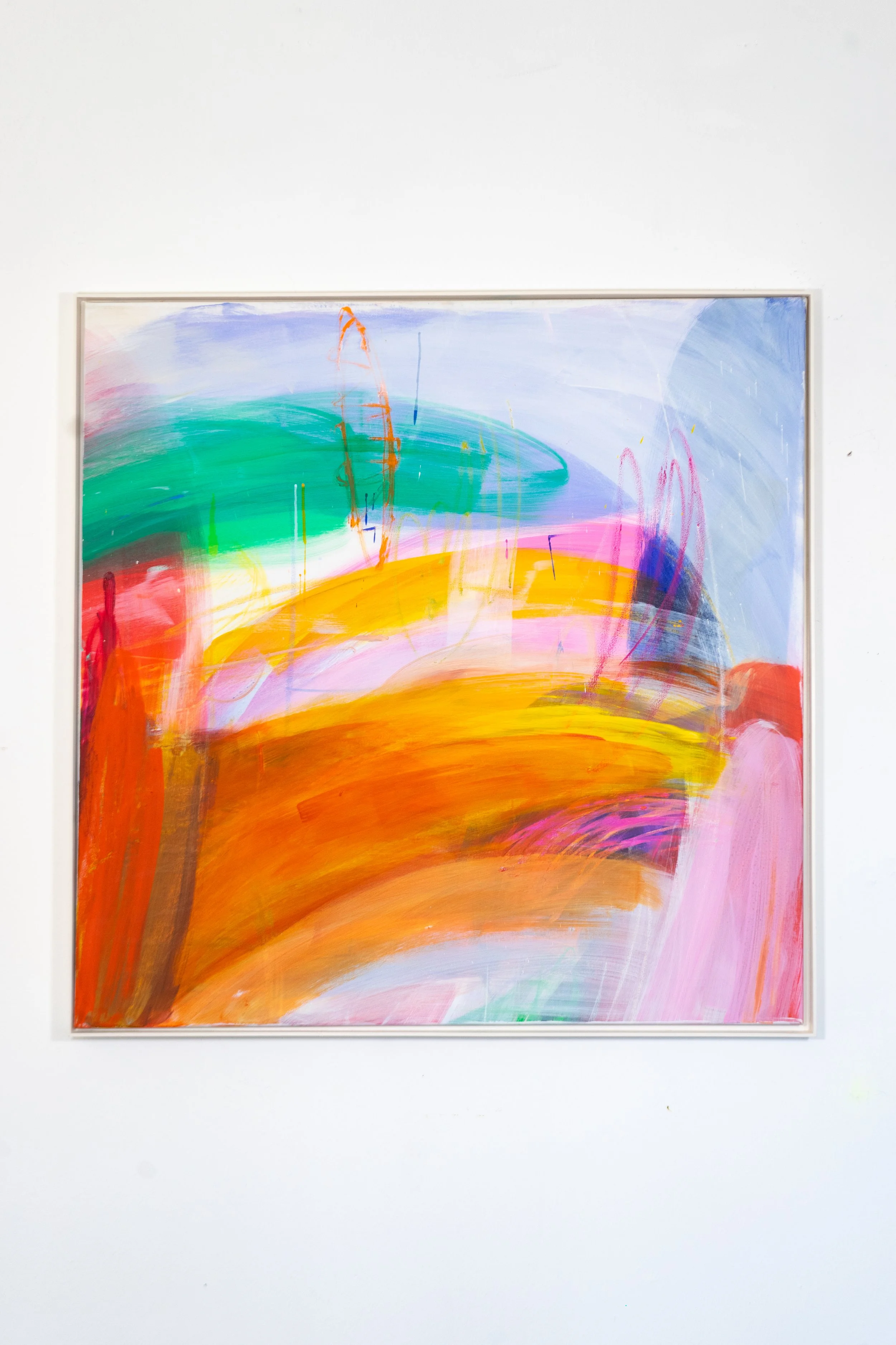 Outside World, 2025, 
oil, acrylic and oil-stick on canvas, 100×100 cm