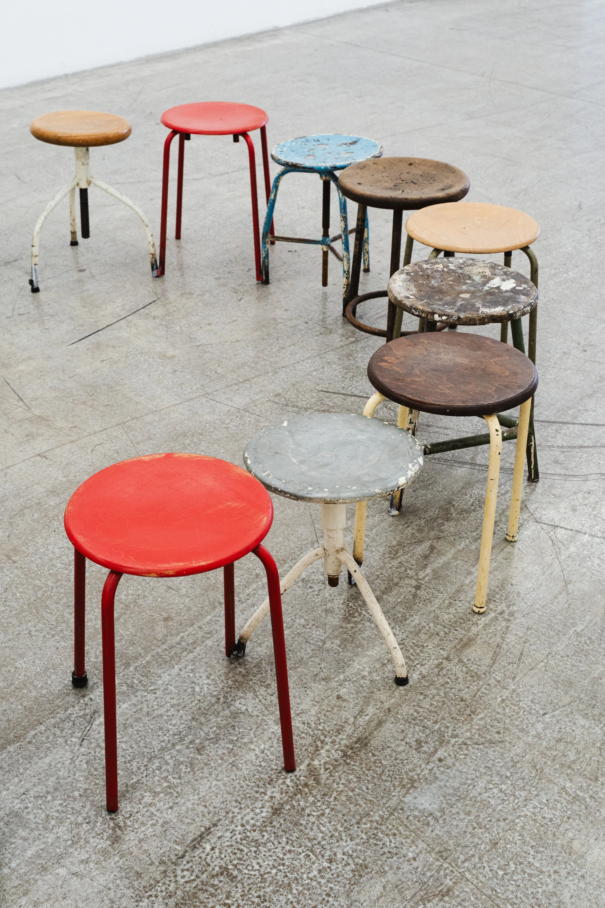 Circle, 2026, 
Used industrial stools welded together ~ 270 x 300 cm 