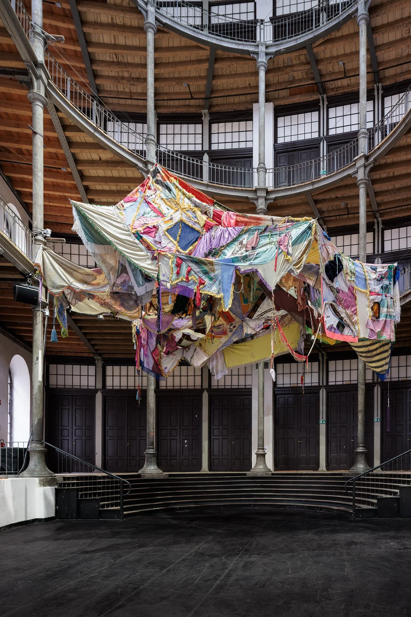 Softstructured Tent, 2026, 
Diverse textiles, ~ 430 × 490 x 310 cm