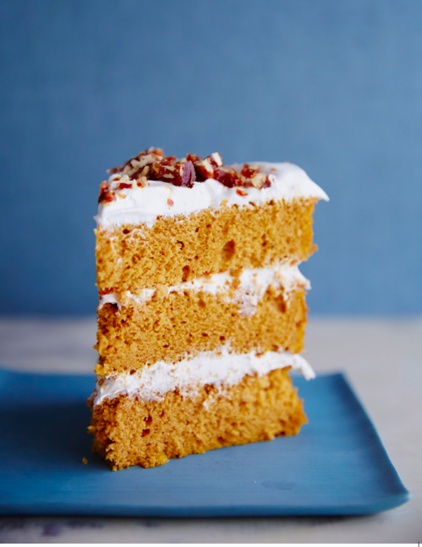 Pumpkin Spice Layer Cake with Pecan Praline and Marshmallow Frosting