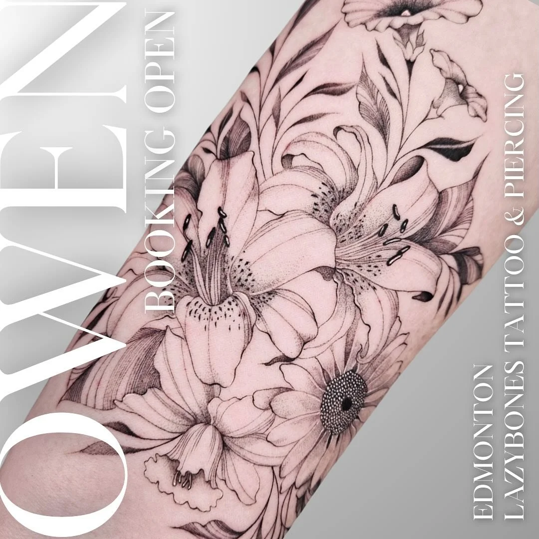 ▫️▪️Owen▪️▫️[BOOKING OPEN]
@lazybones_tattoo
@tattooer_owen

- Blackwork &amp; Fineline tattoo style
- Flower &amp; Geometry style 
- Booking through lazybonestattoo.com
- DM always welcome :)