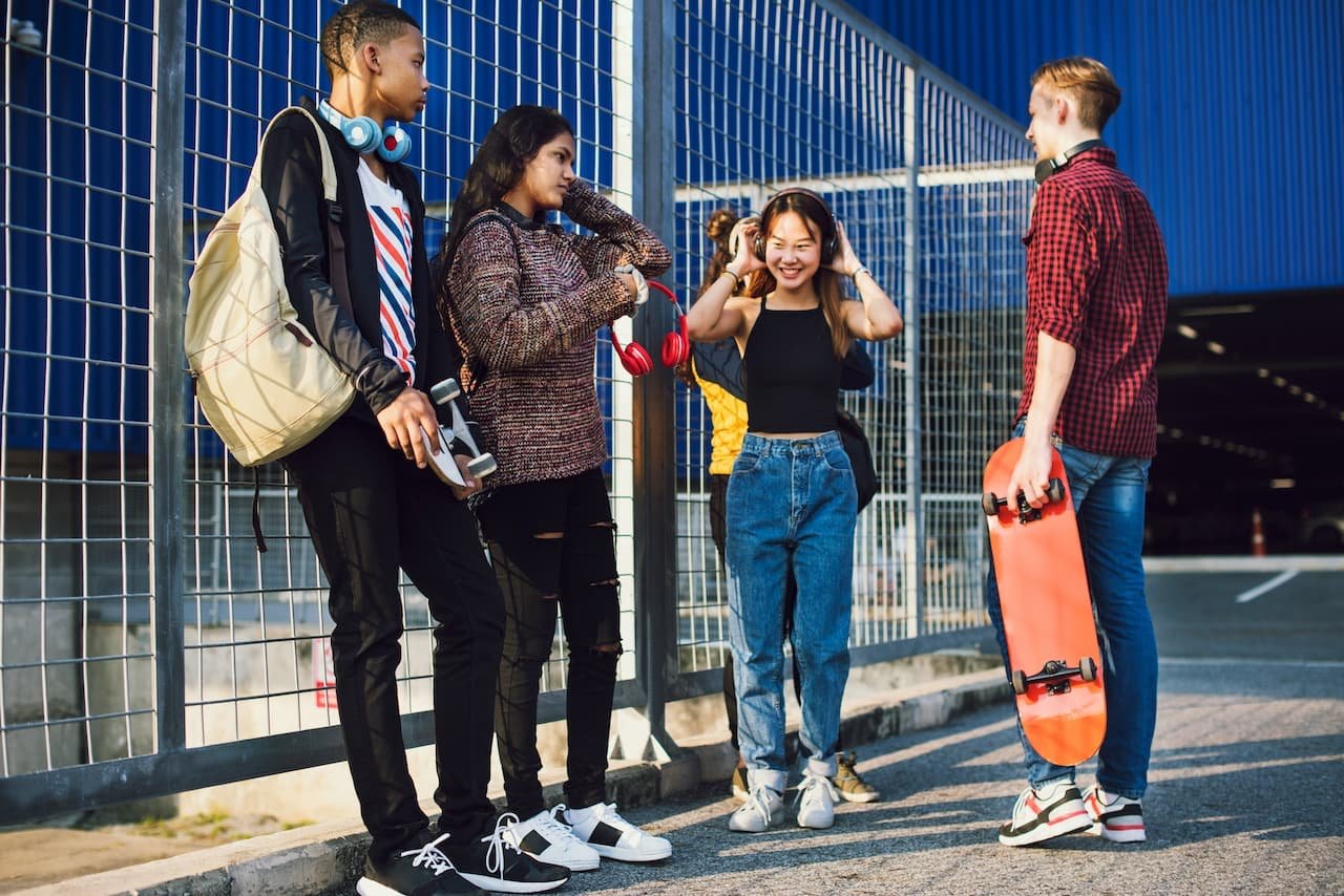 Group of teens talking casually