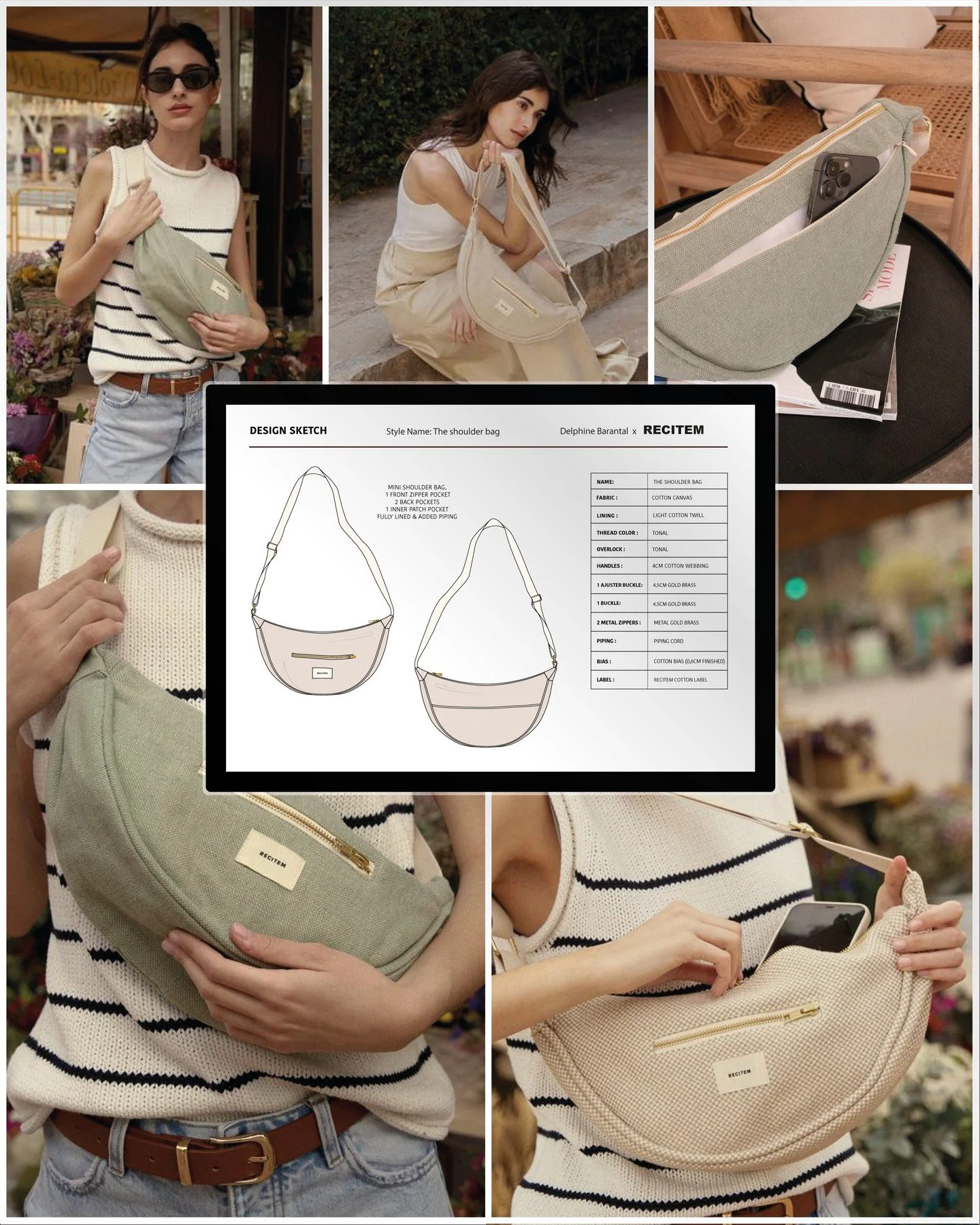 ✨ Du croquis au r&eacute;el ! ✨ Je suis ravie de pr&eacute;senter le sac demi-lune que j&rsquo;ai design&eacute; pour @Recitem.

* Fabriqu&eacute; en coton tiss&eacute;, issu de l&rsquo;industrie de l&rsquo;ameublement pour sa r&eacute;sistance. Il e