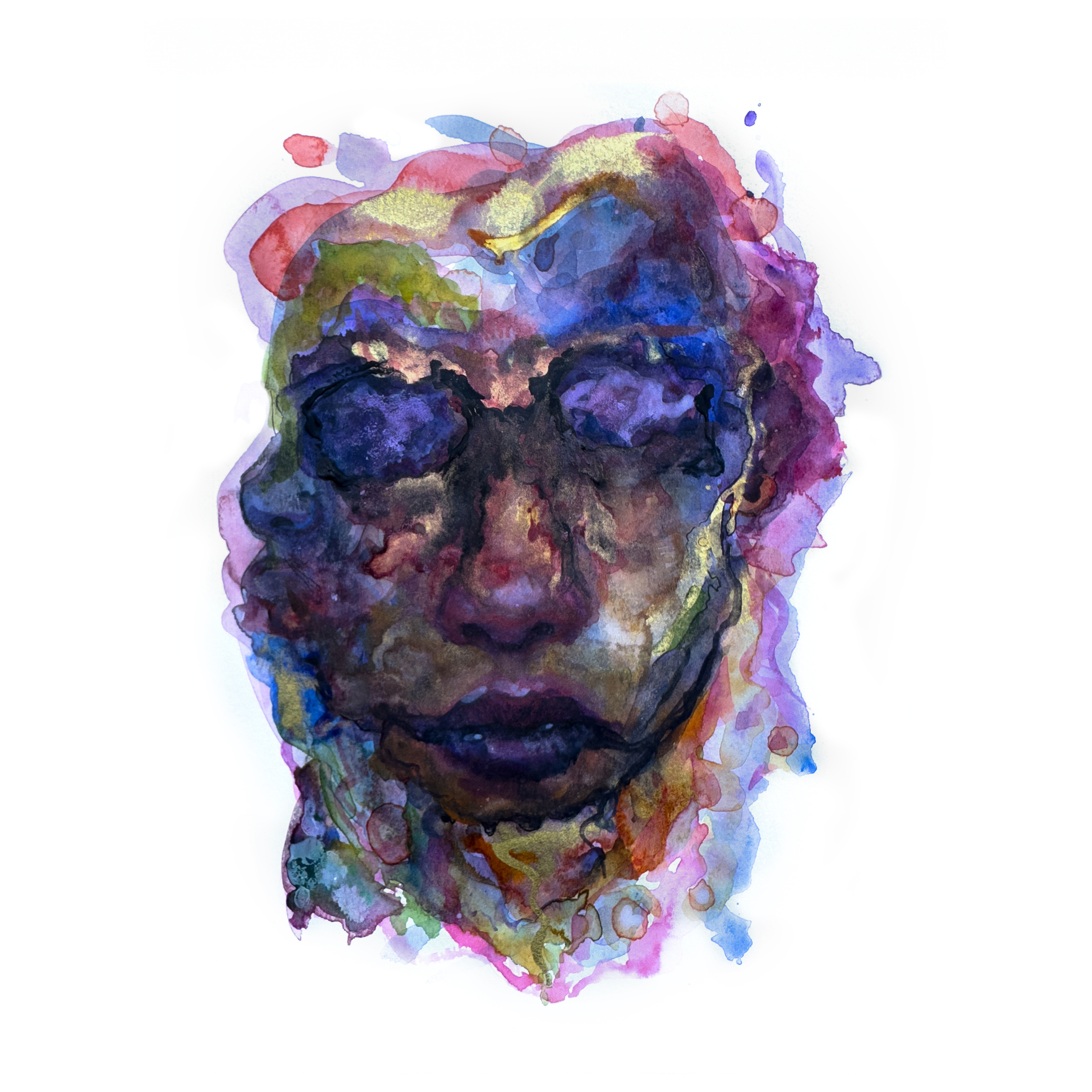 Many Faces ~ Watercolor/Mixed Media